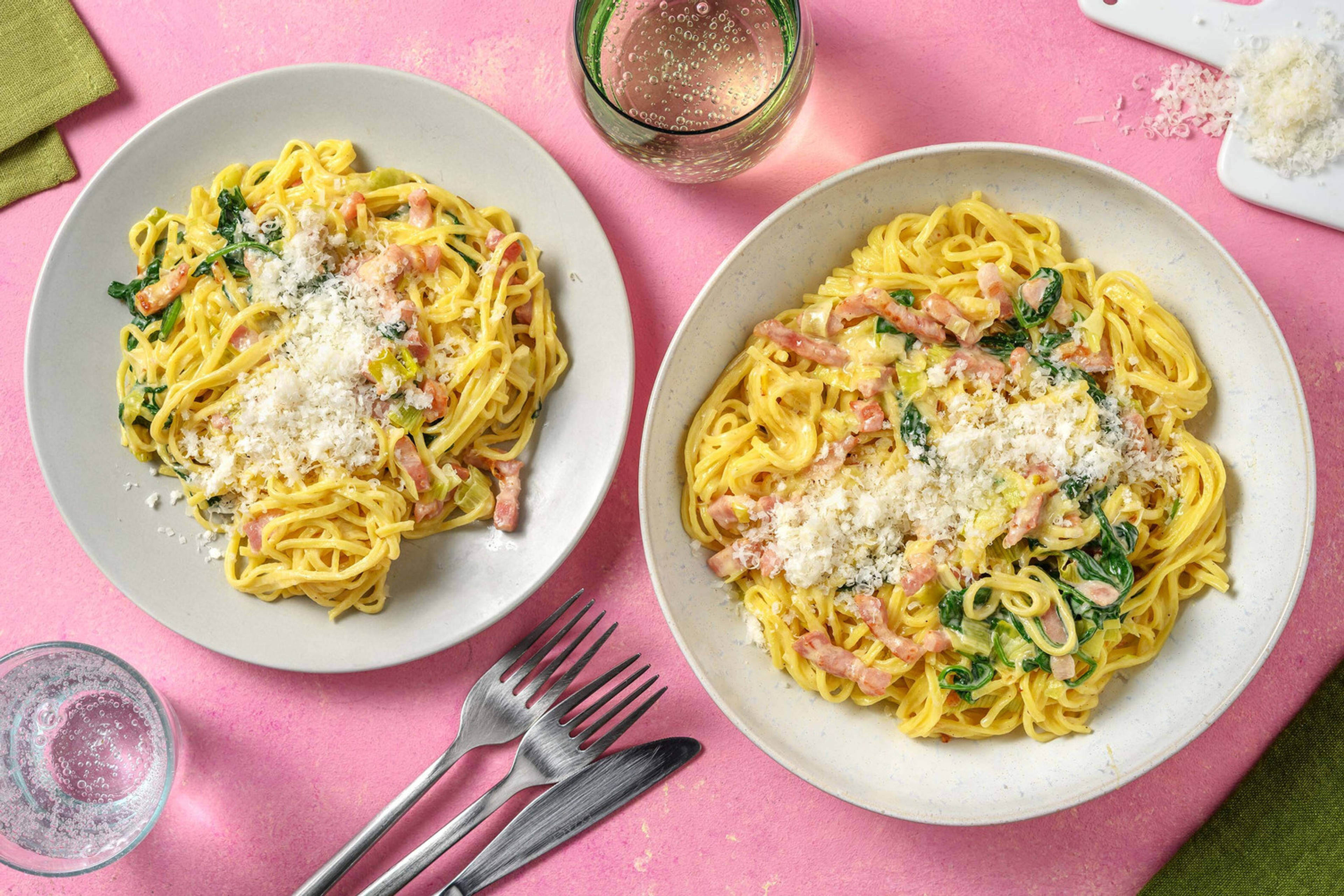 Greens and Bacon Tagliatelle