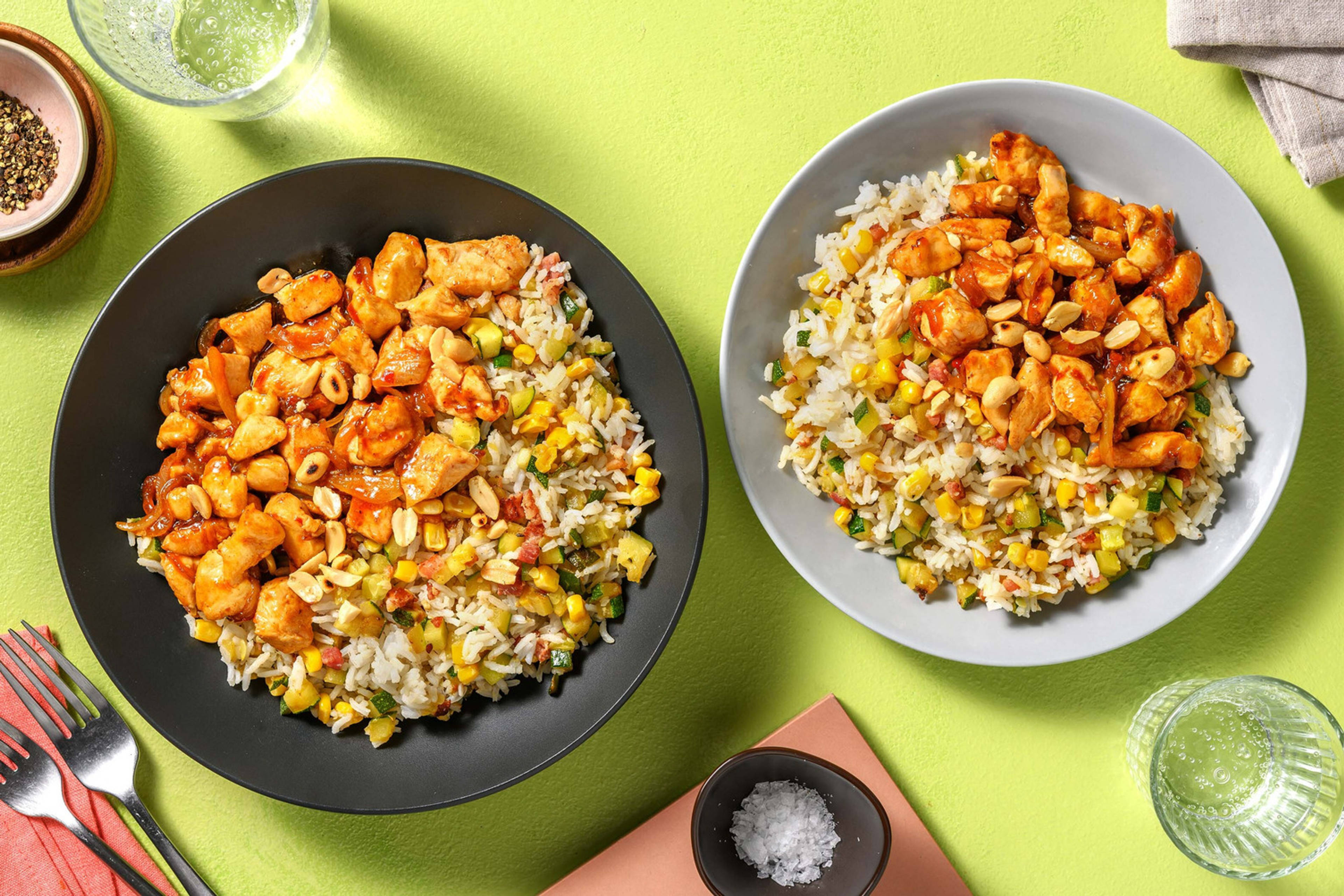 Pollo agrodolce con riso cantonese express