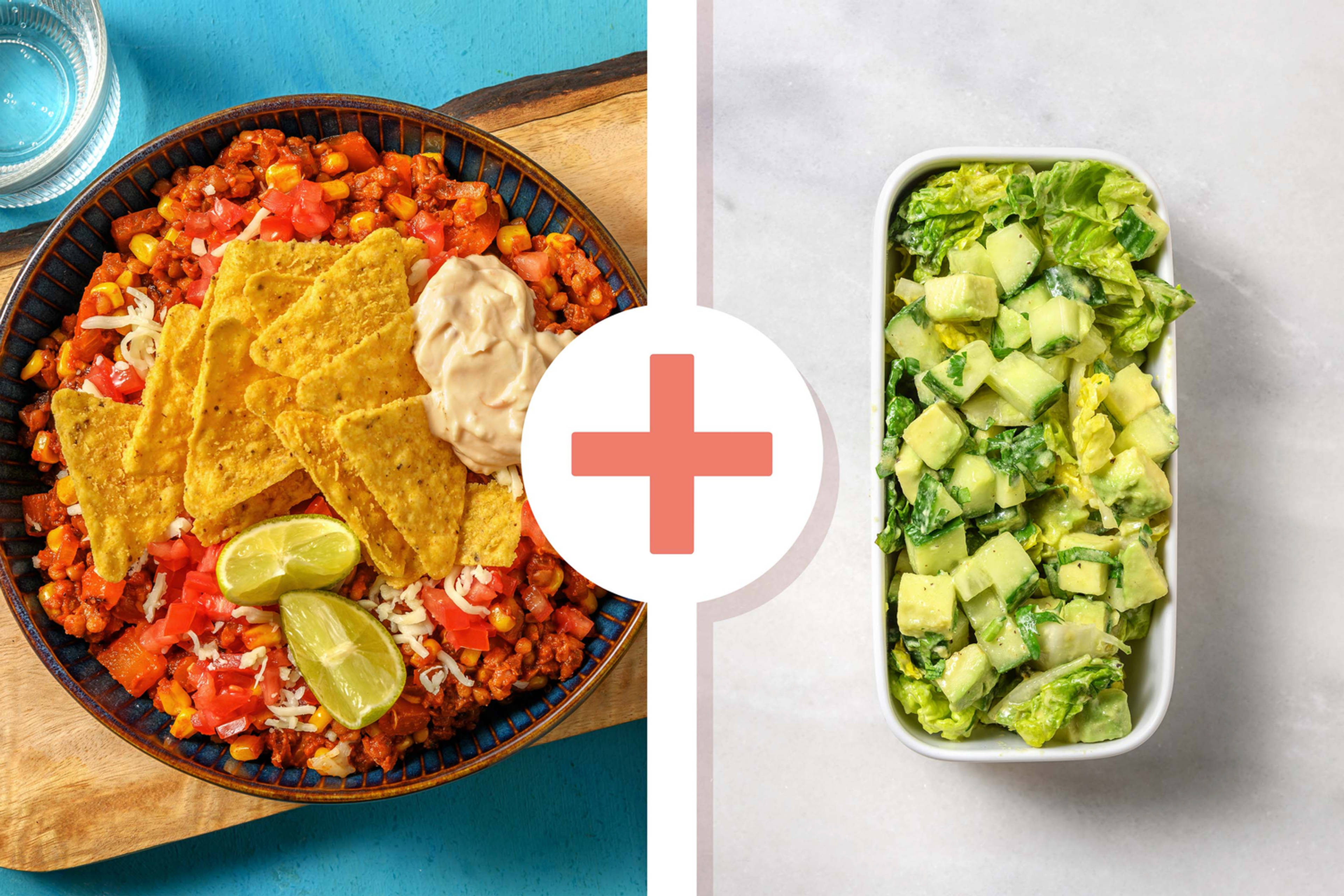Double veggie - Mijoté de lentilles à la mexicaine et salade en extra