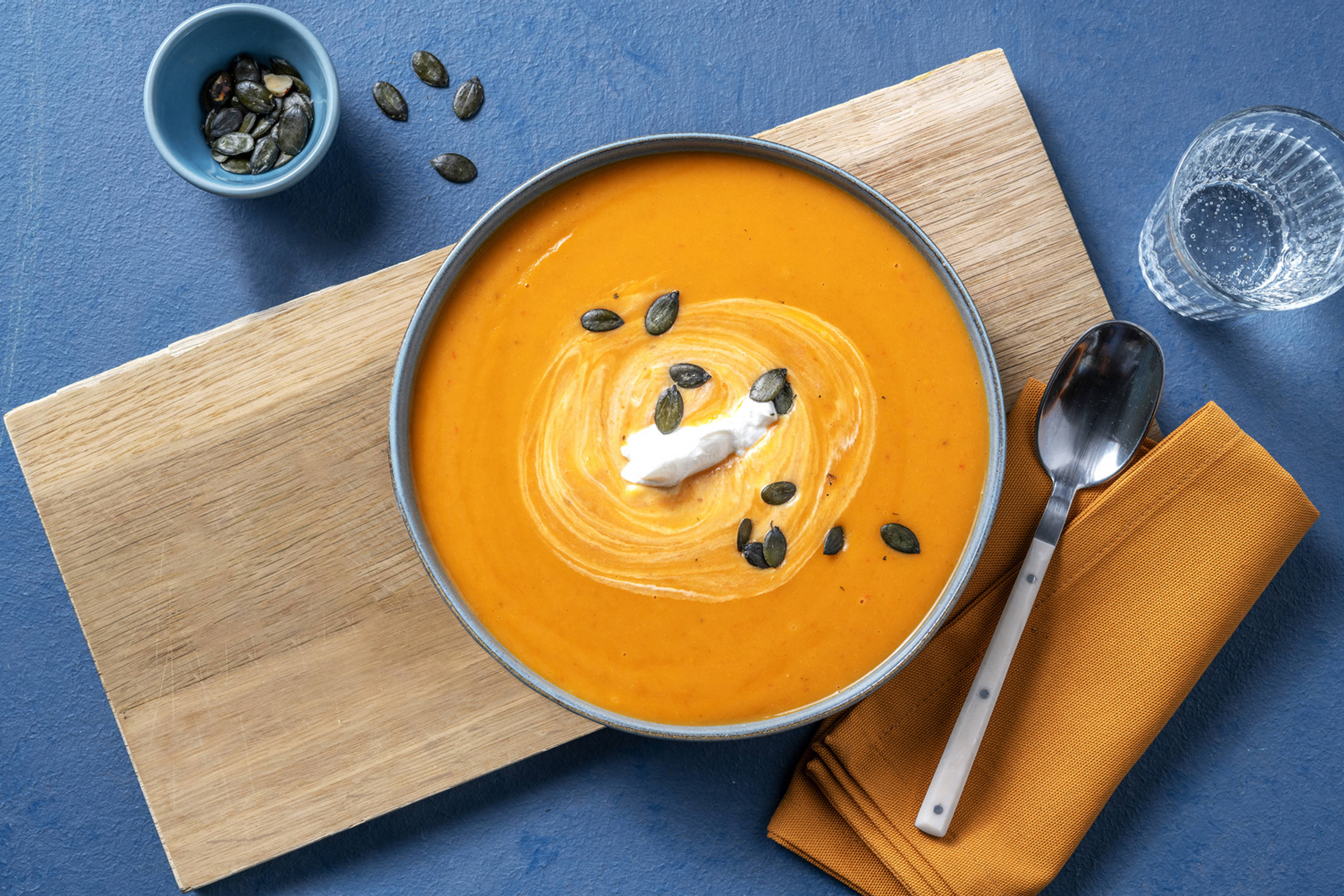 Crema di patate dolci e formaggio di capra