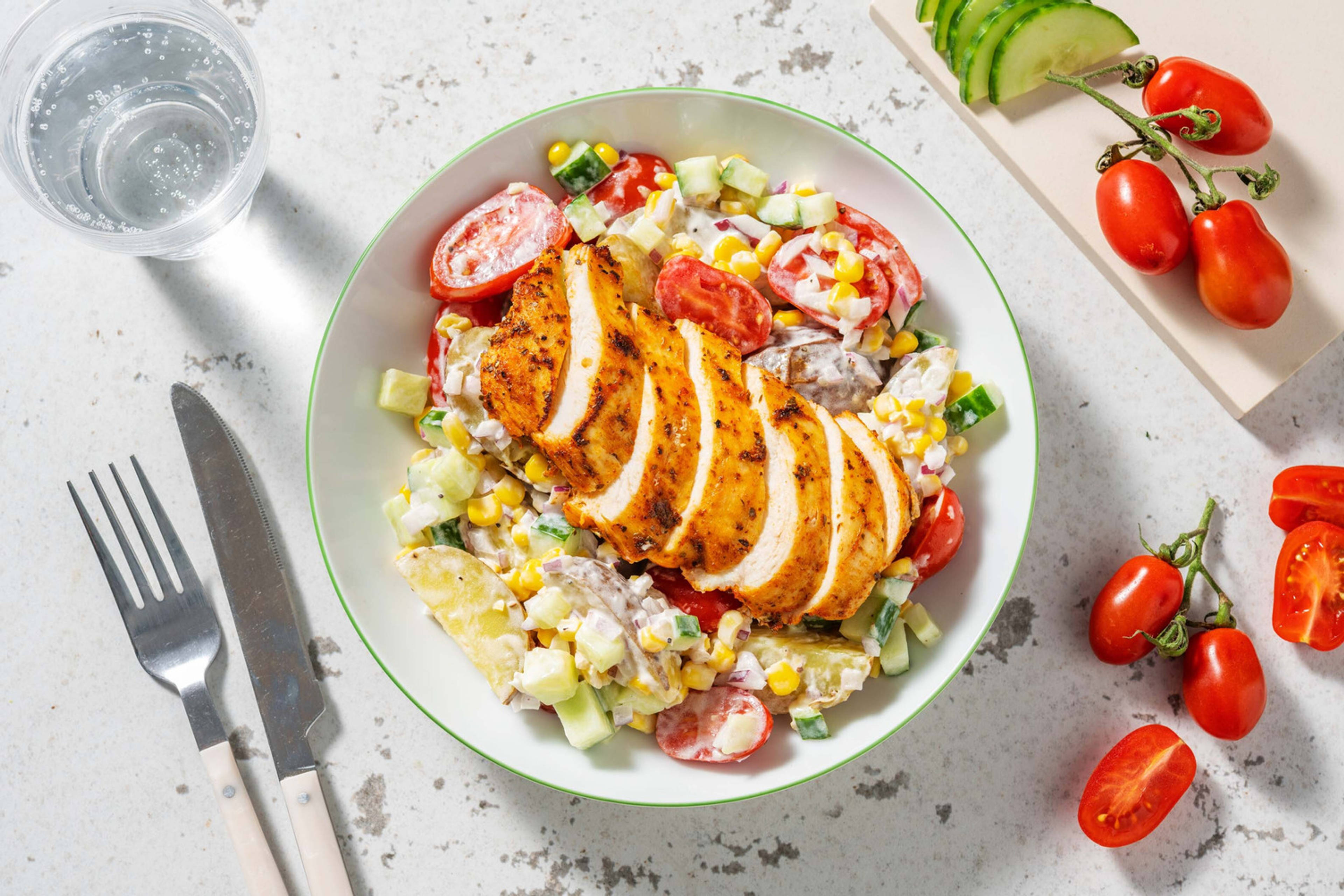 Krieltjessalade met Mediterrane kipfilet