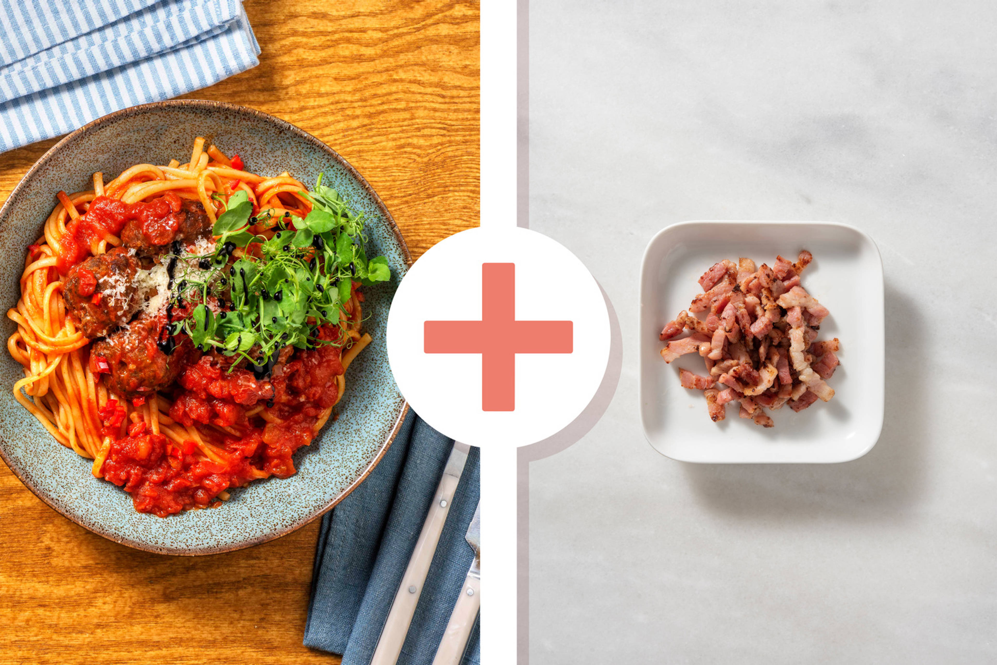 Herby Meatballs and Bacon Linguine