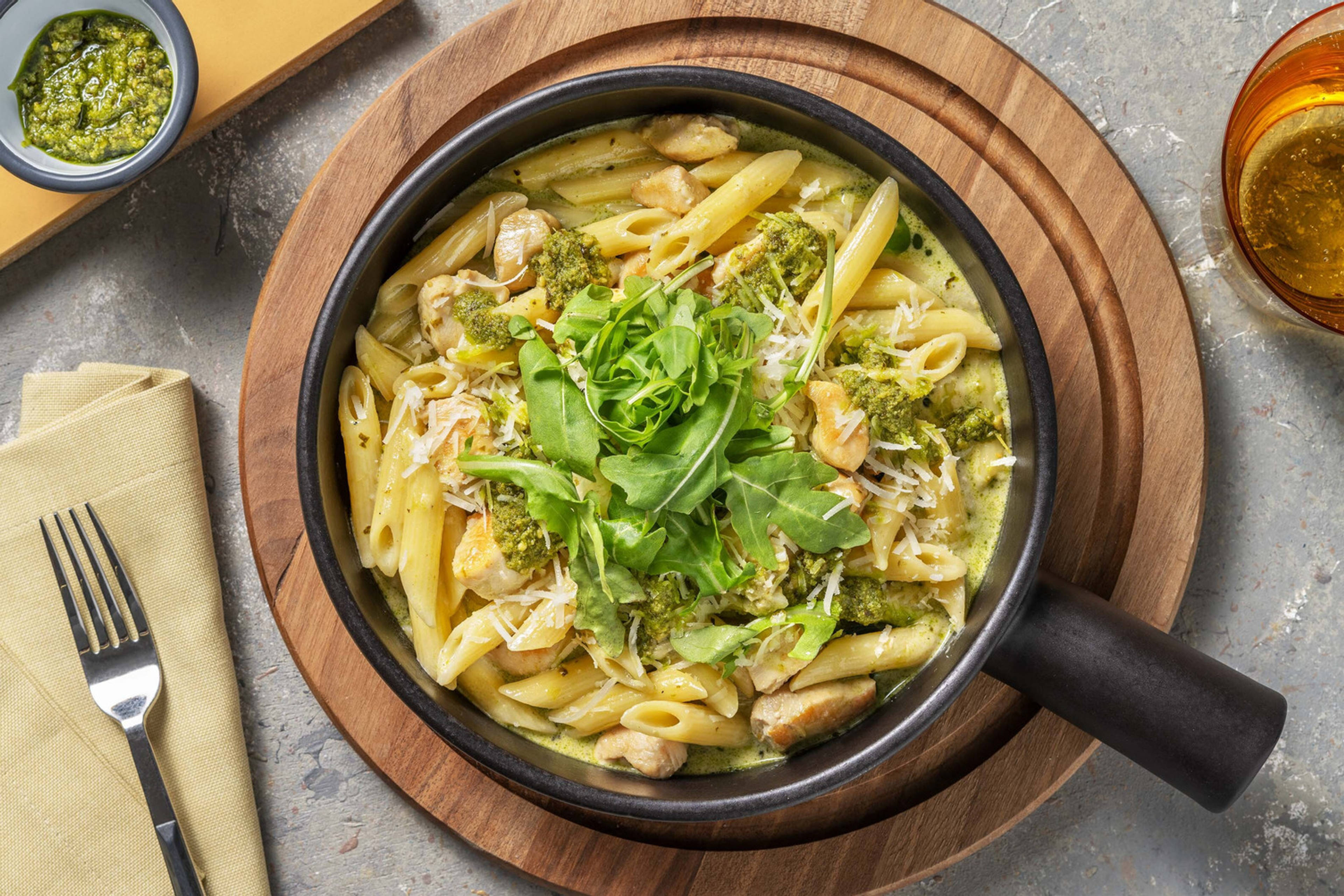 Creamy Chicken Pesto Penne