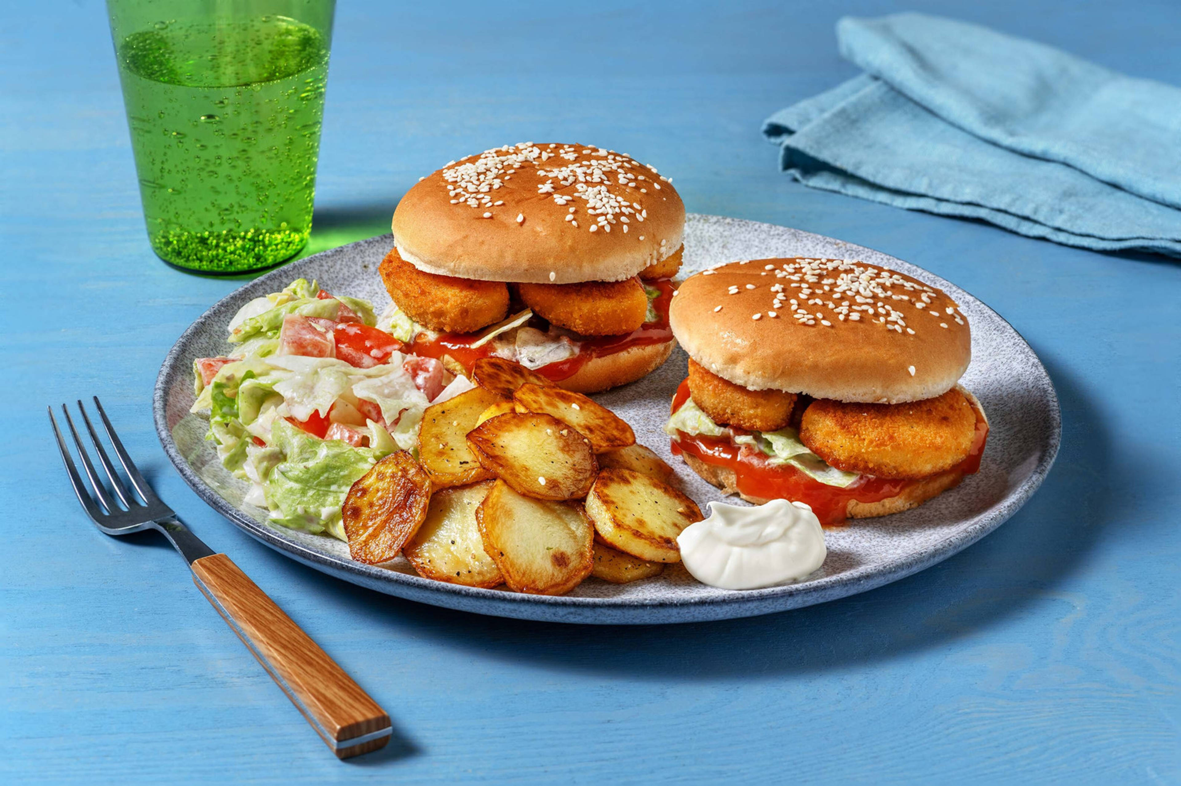Mini-hamburgers et nuggets vegan