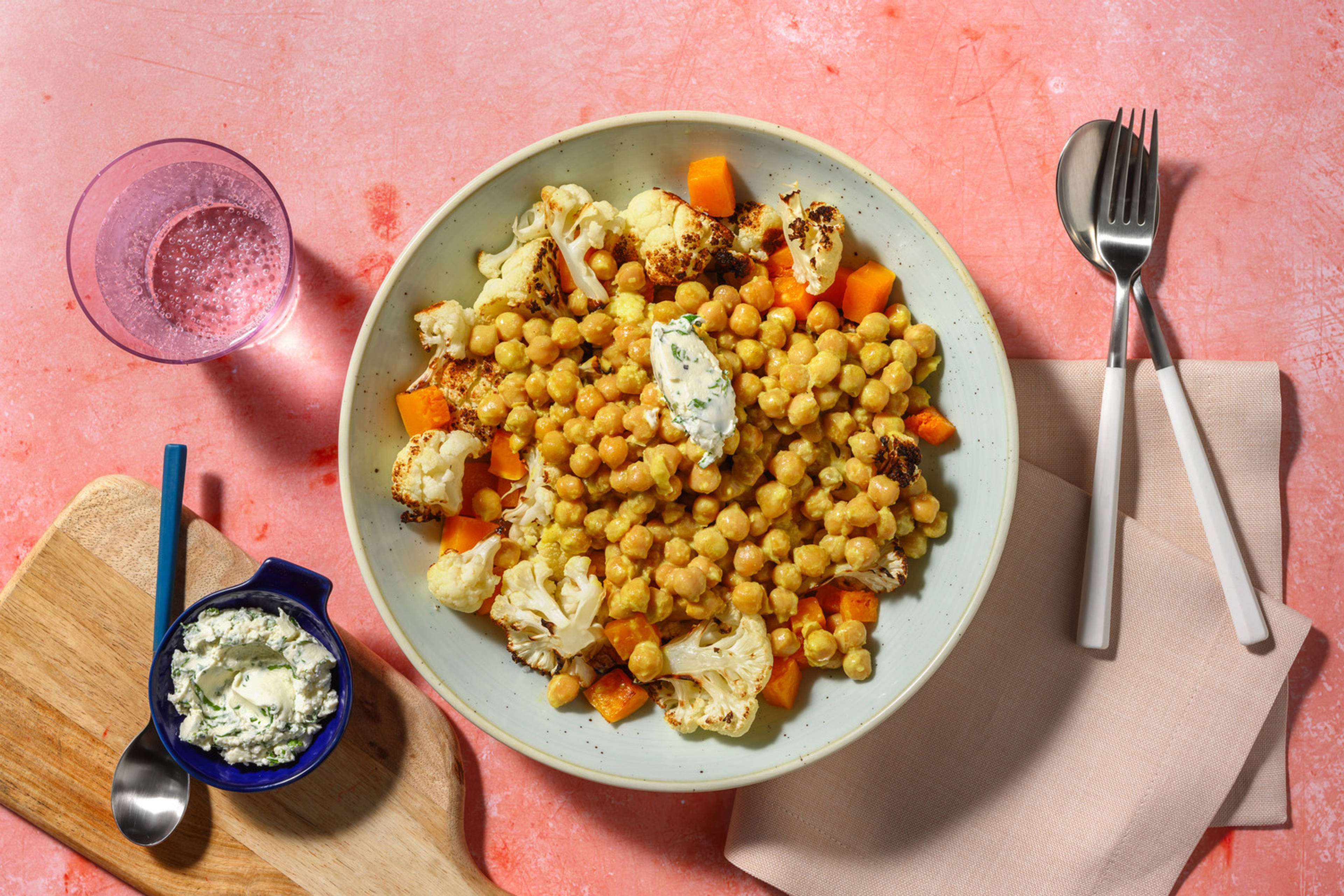 Curry de calabaza y coliflor asada