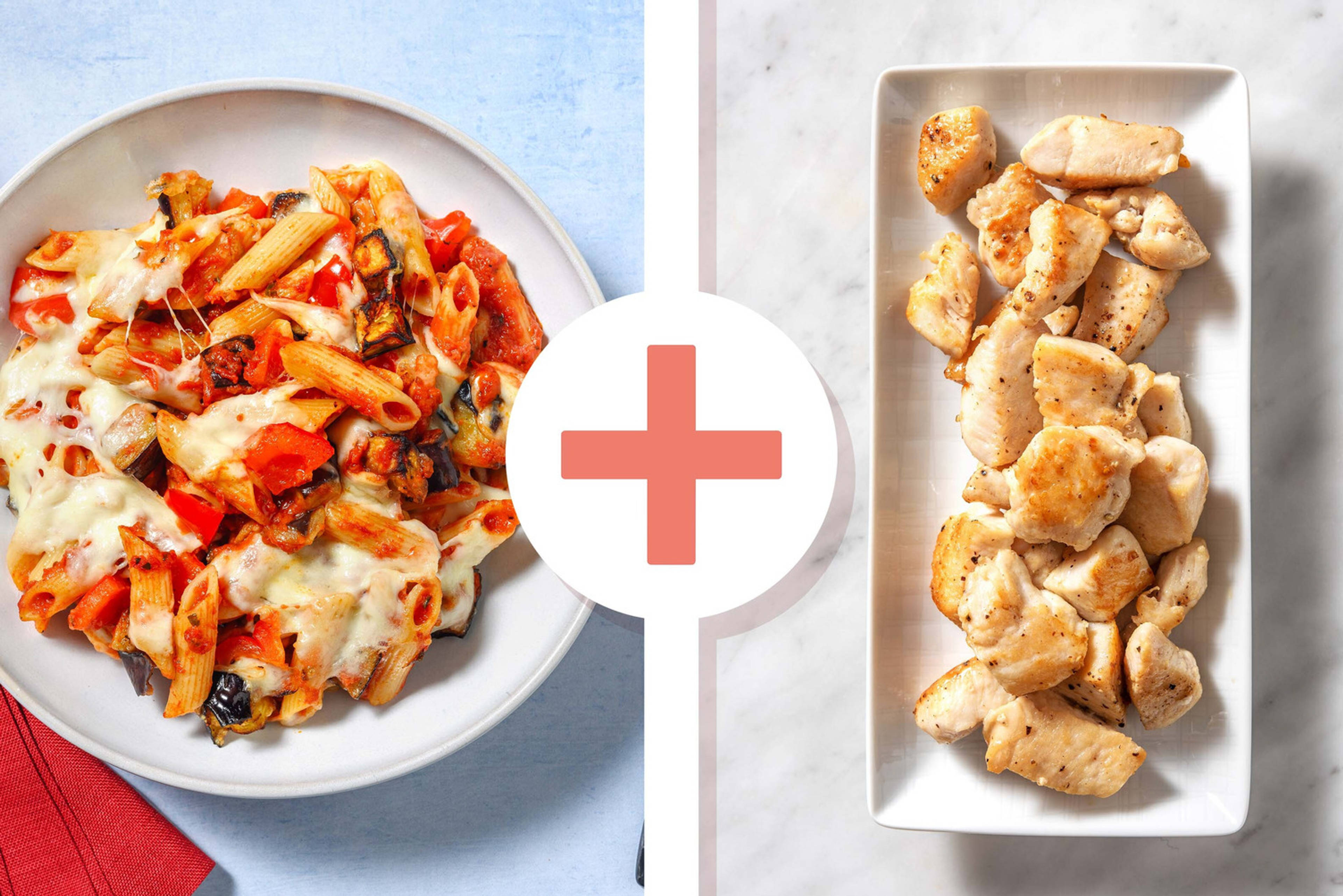 Double Cheese and Chicken Breast Ratatouille Pasta Al Forno