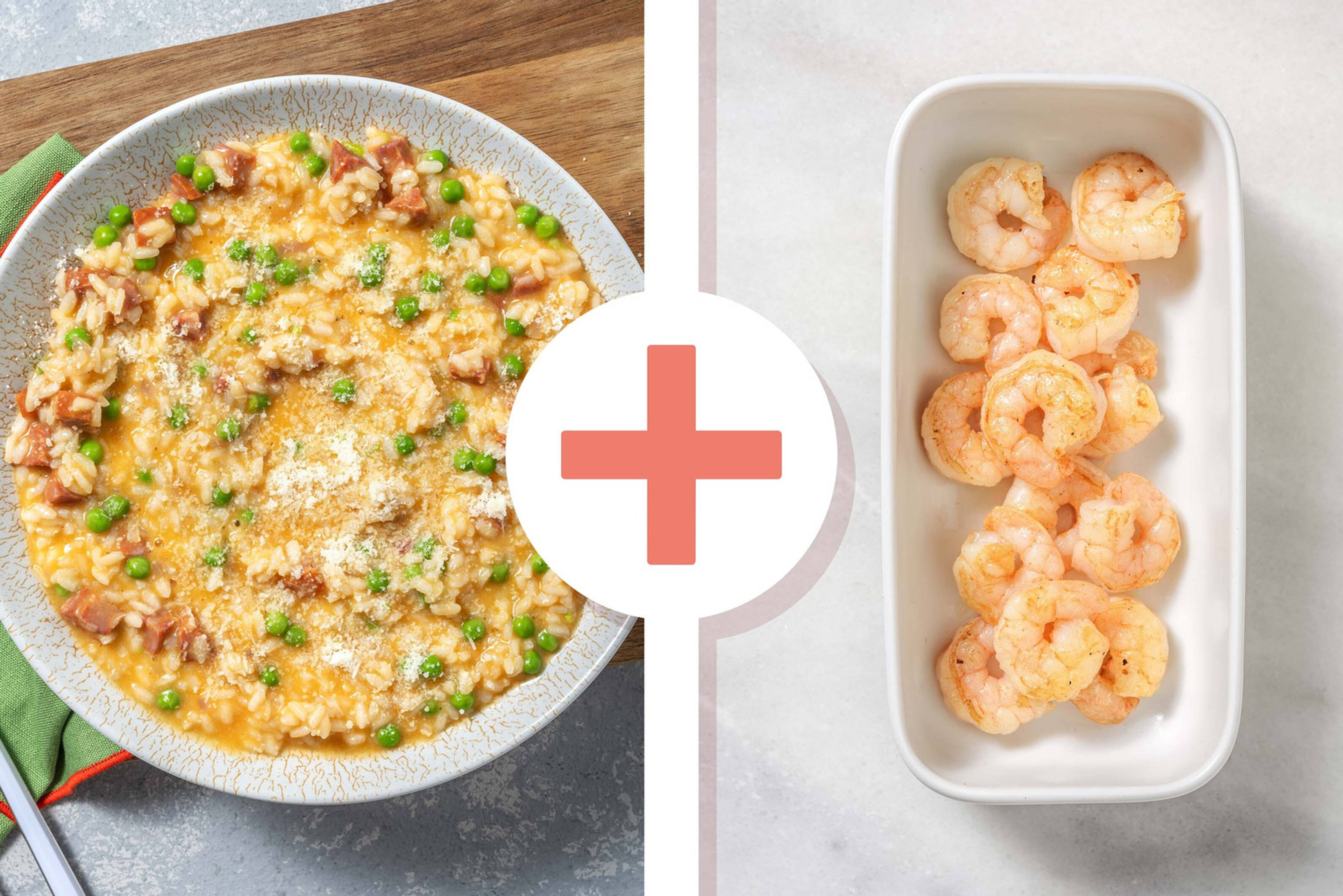 Chorizo, King Prawn and Pea Risotto 
