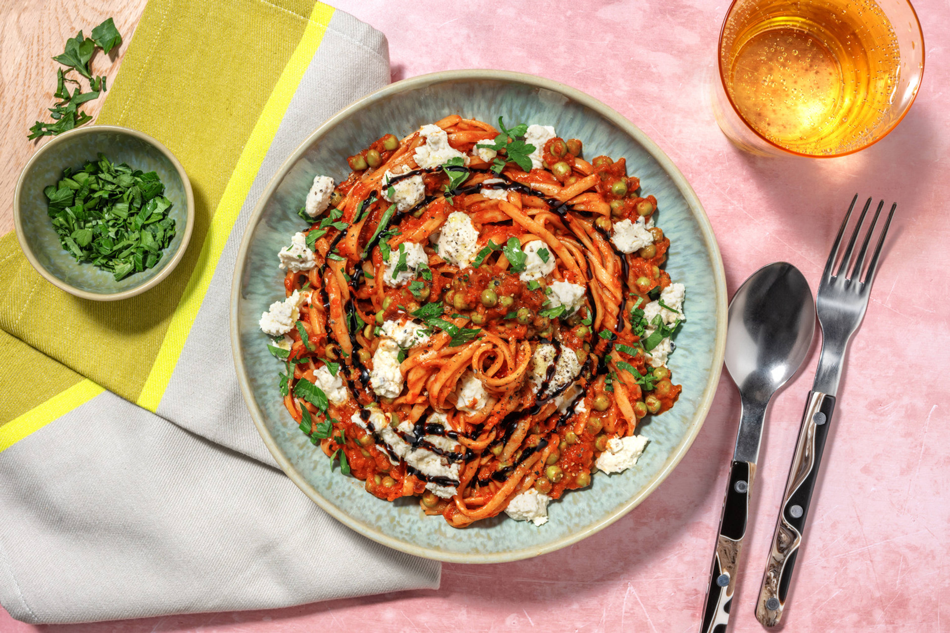 Roasted Pepper and Goat's Cheese Pasta
