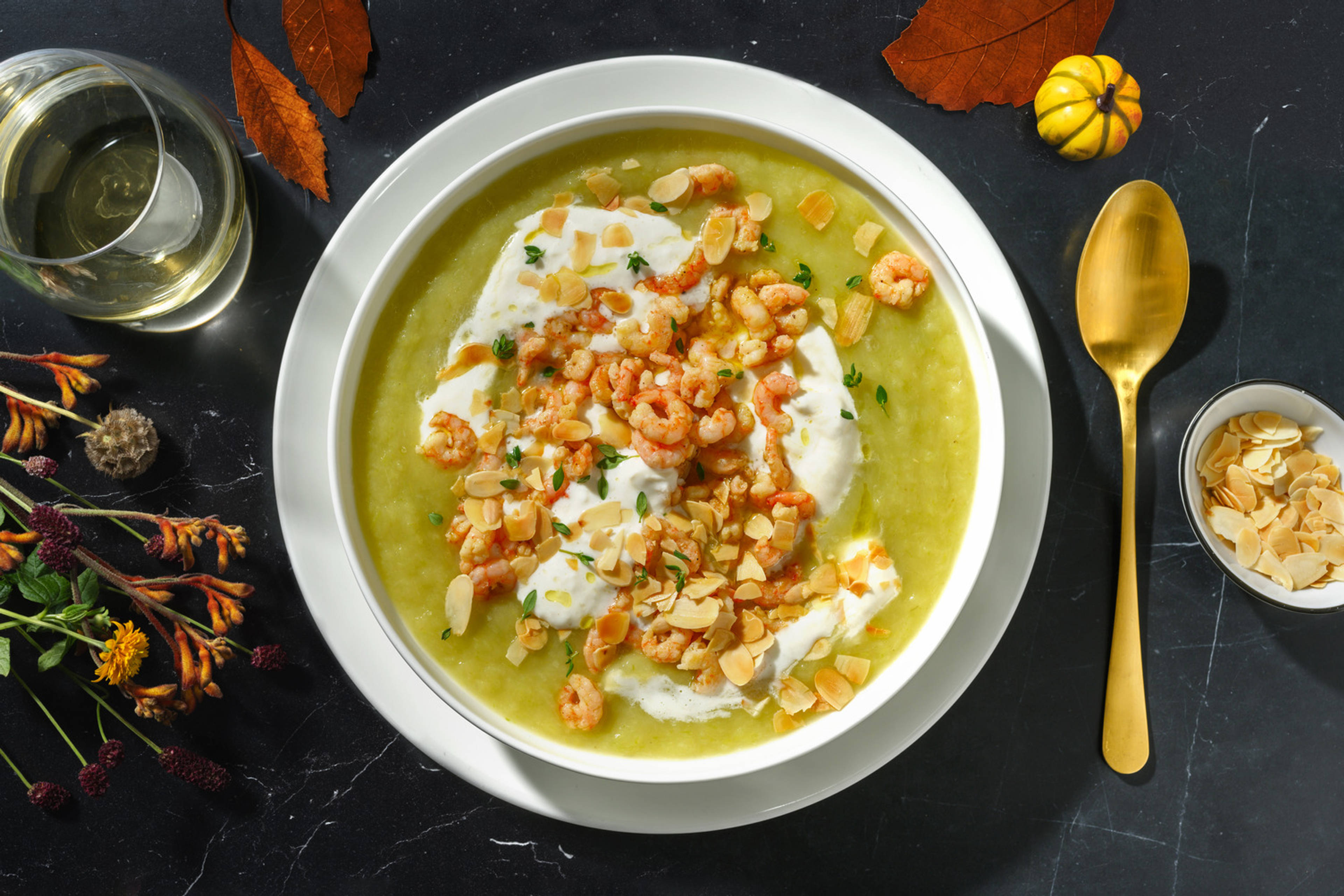Mazzancolle e burrata su salsa allo zafferano