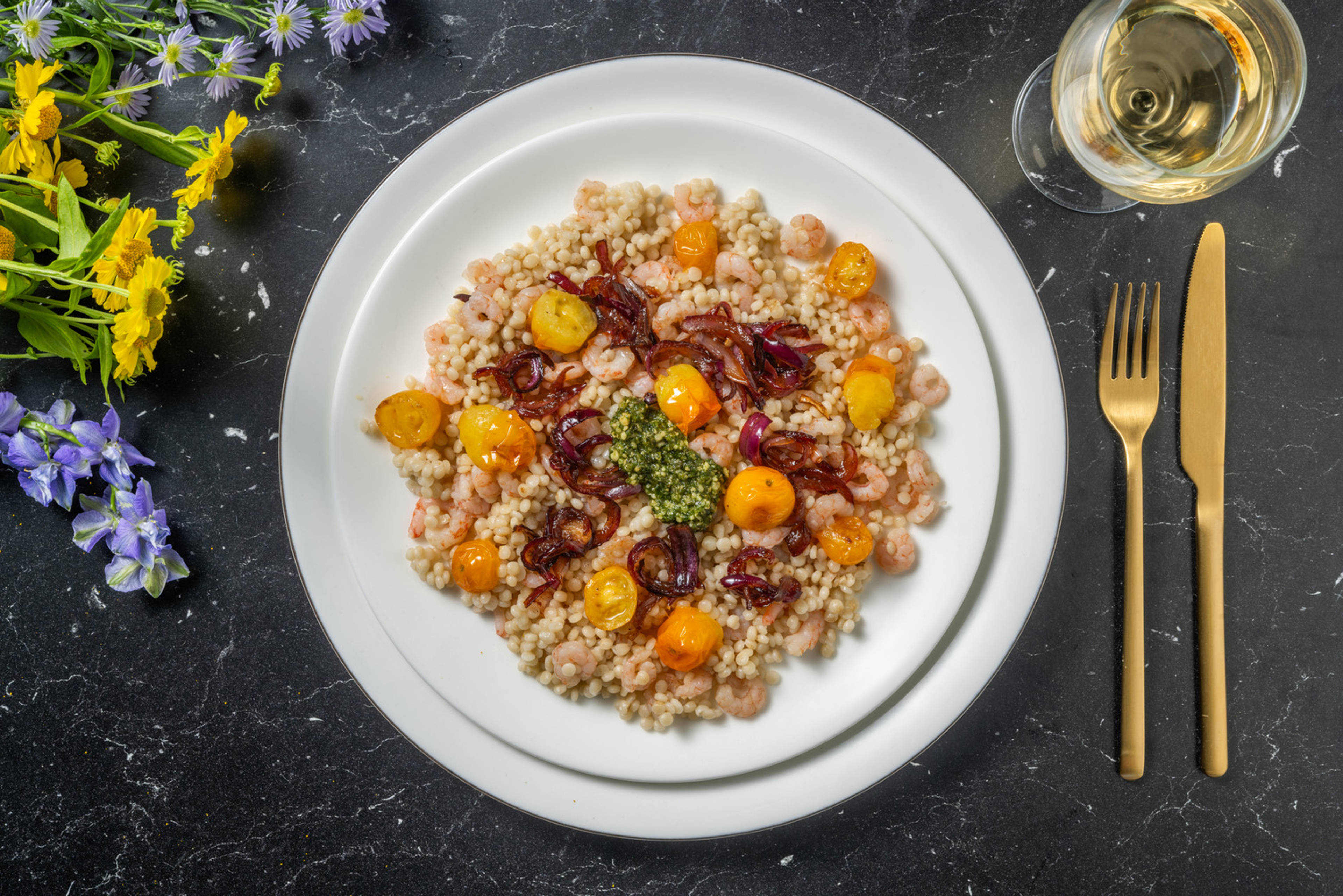 Couscous perlato dello chef alle mazzancolle