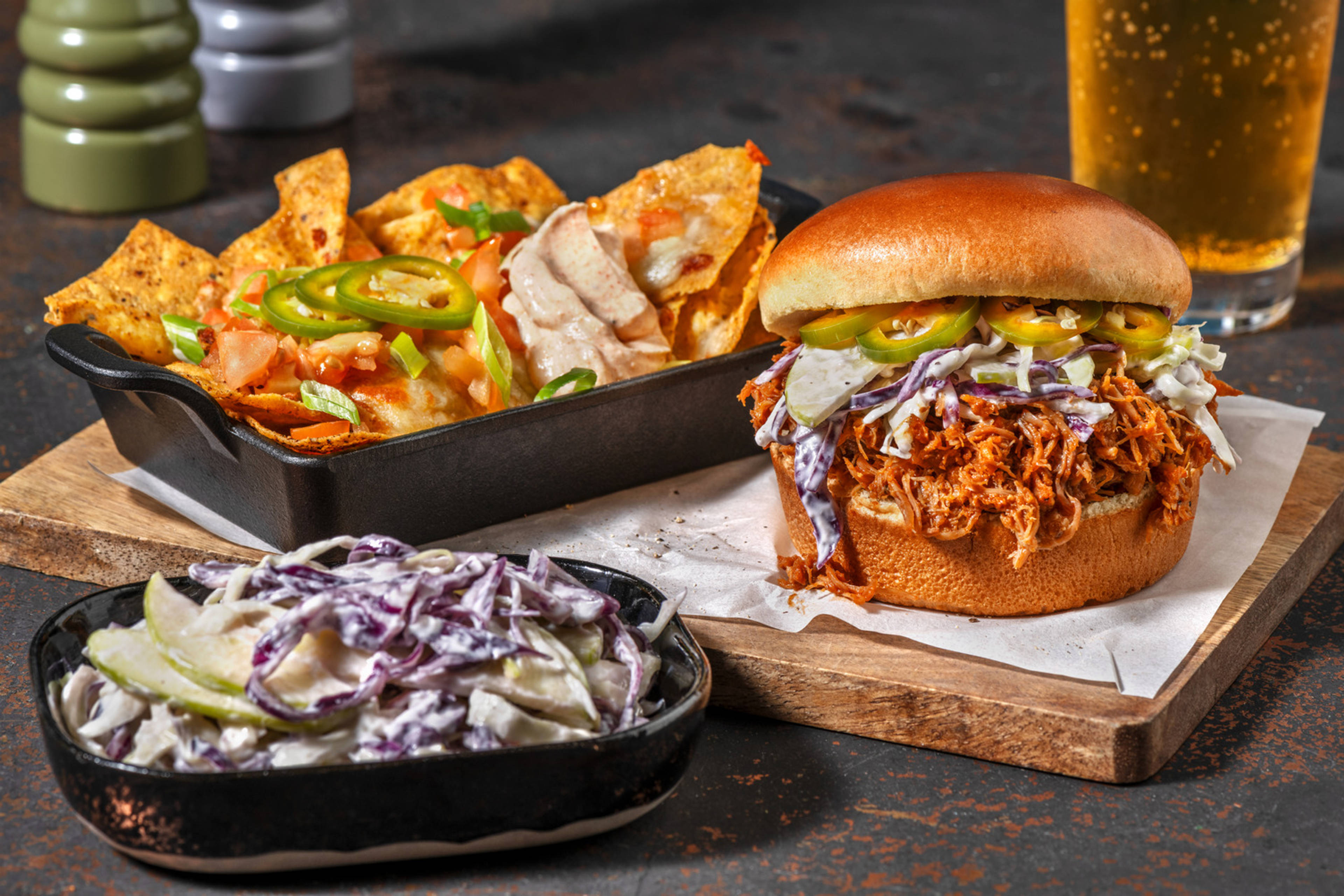 Amerikansk BBQ-pulled pork burger