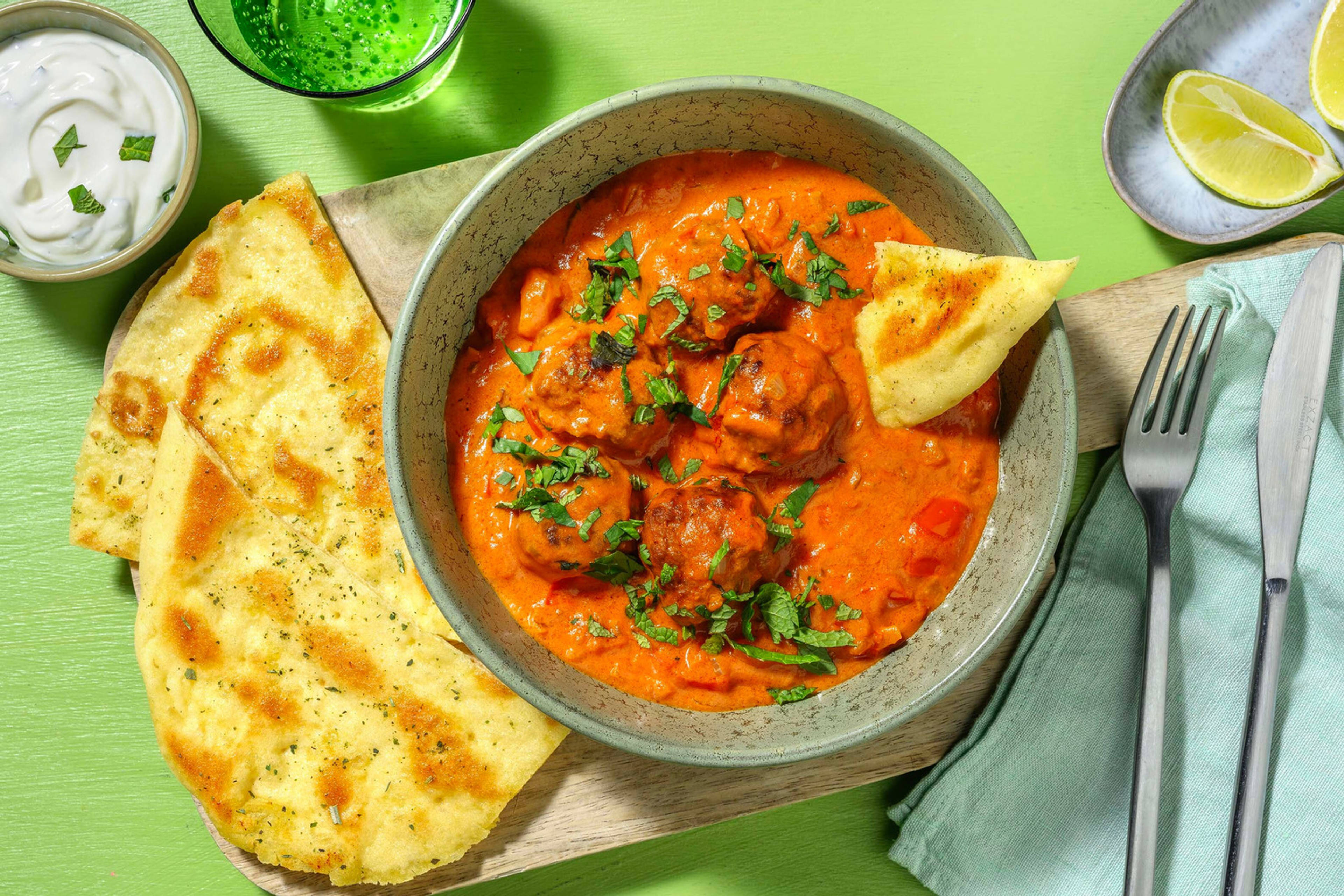 Vegetarische gehacktballetjes in romige masala saus