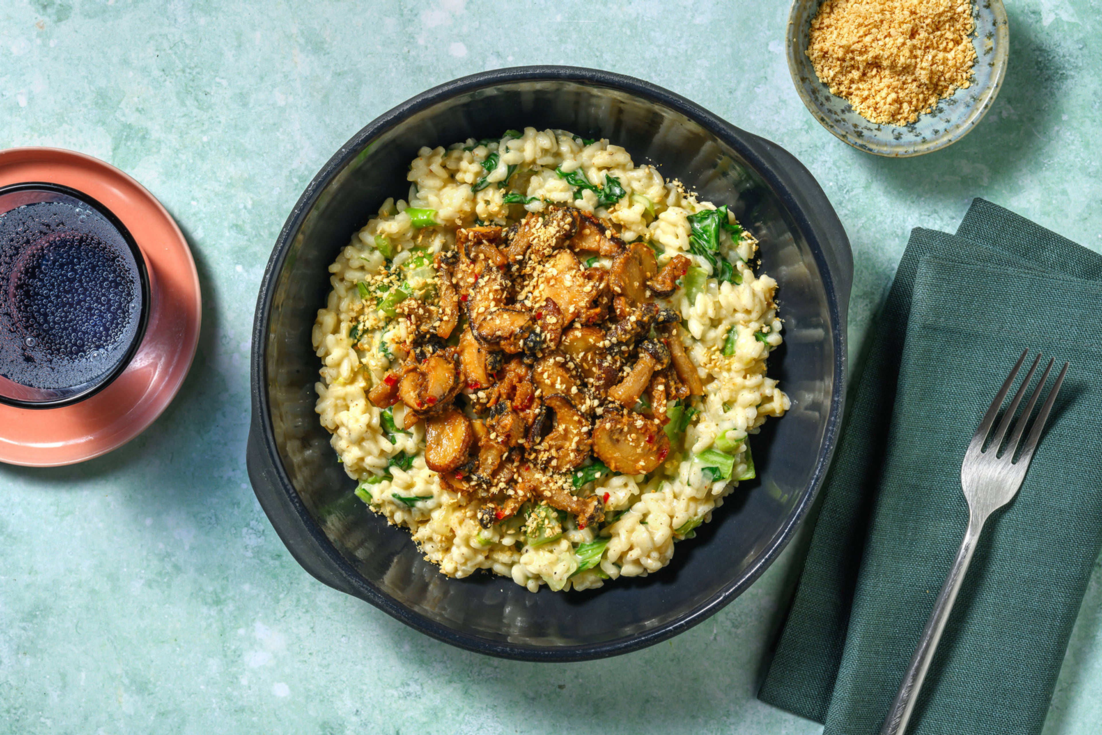 Risotto met miso-paddenstoelen
