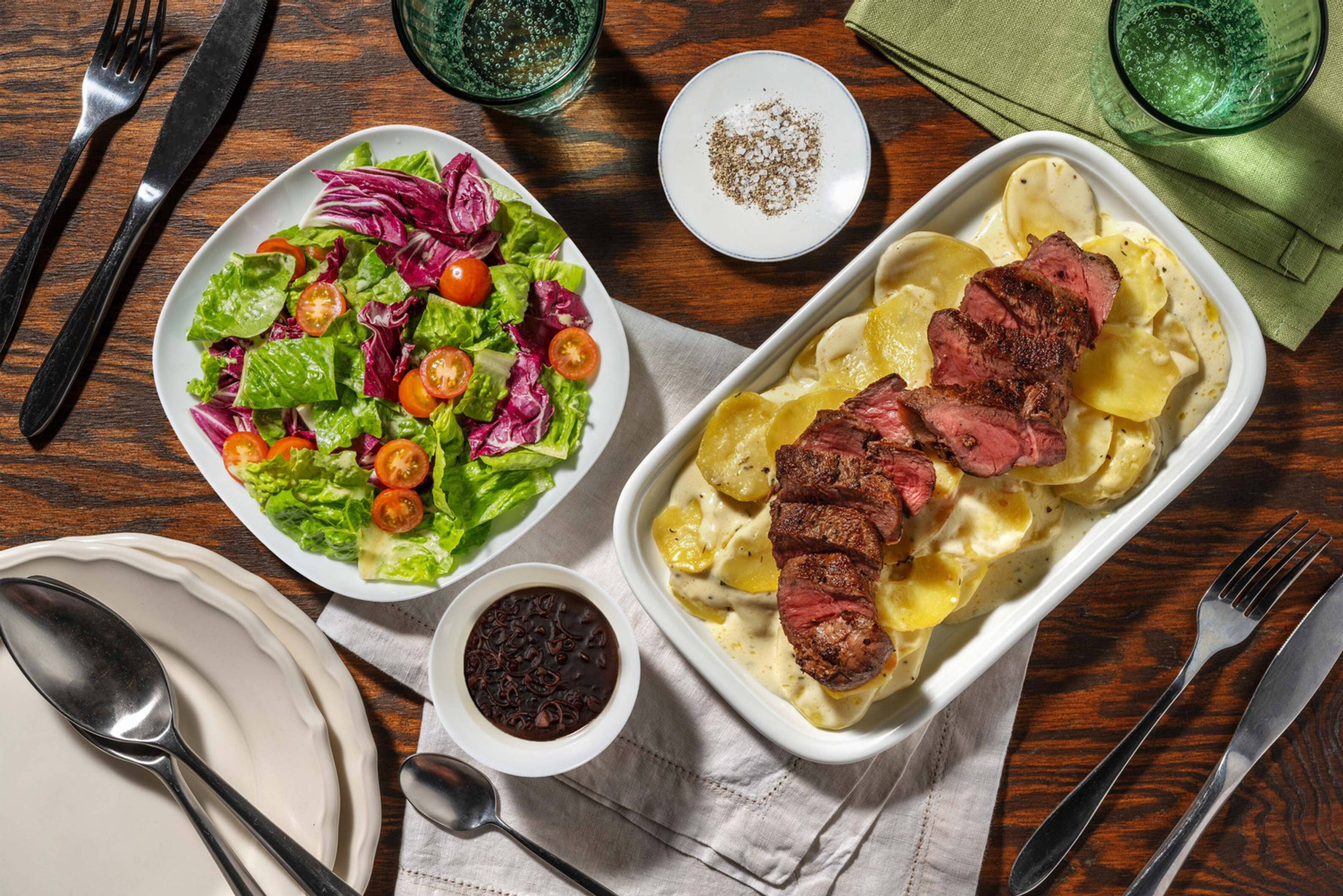 Venison Steak with Potato Gratin