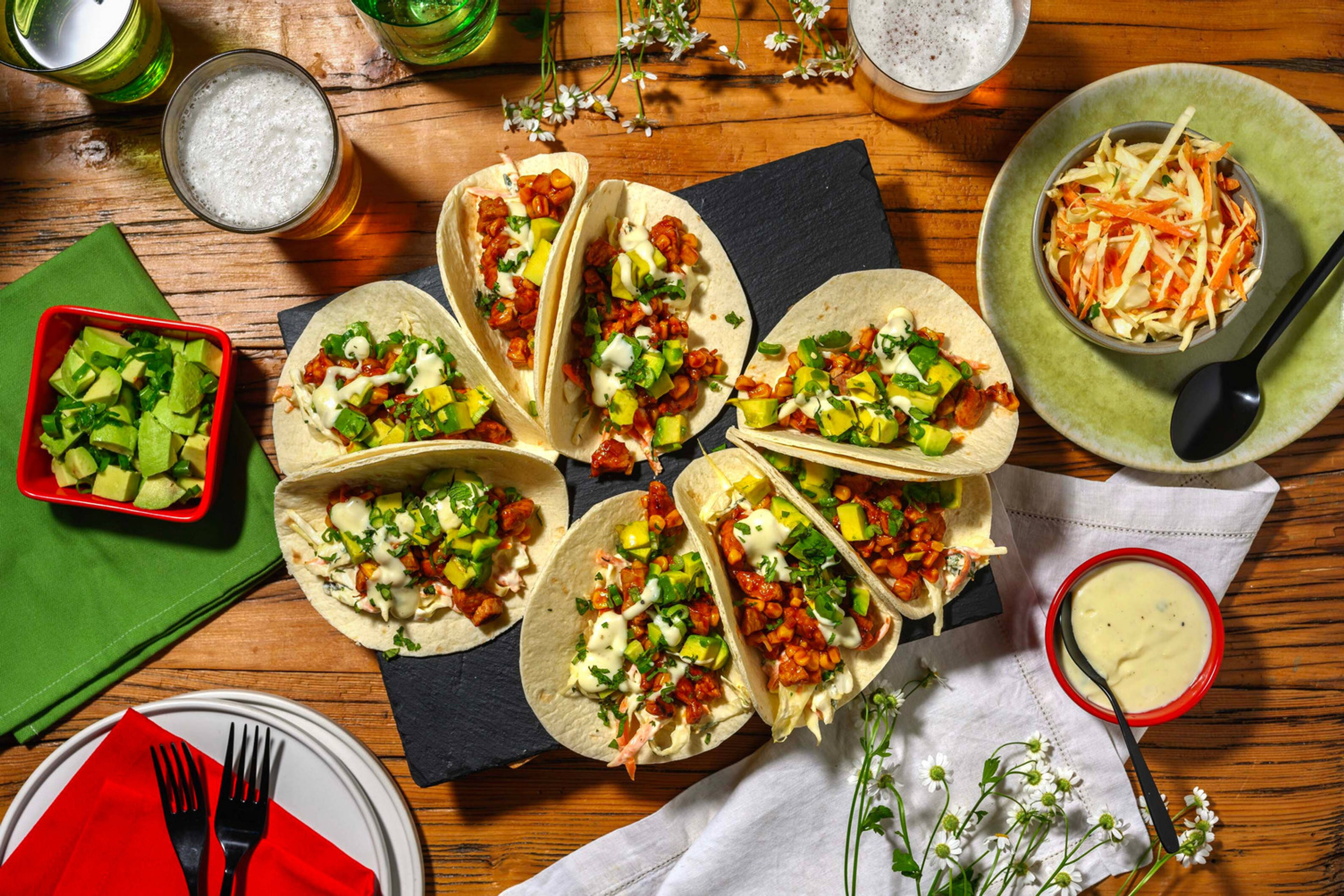 Tacos moelleux garnis de filet mignon de porc