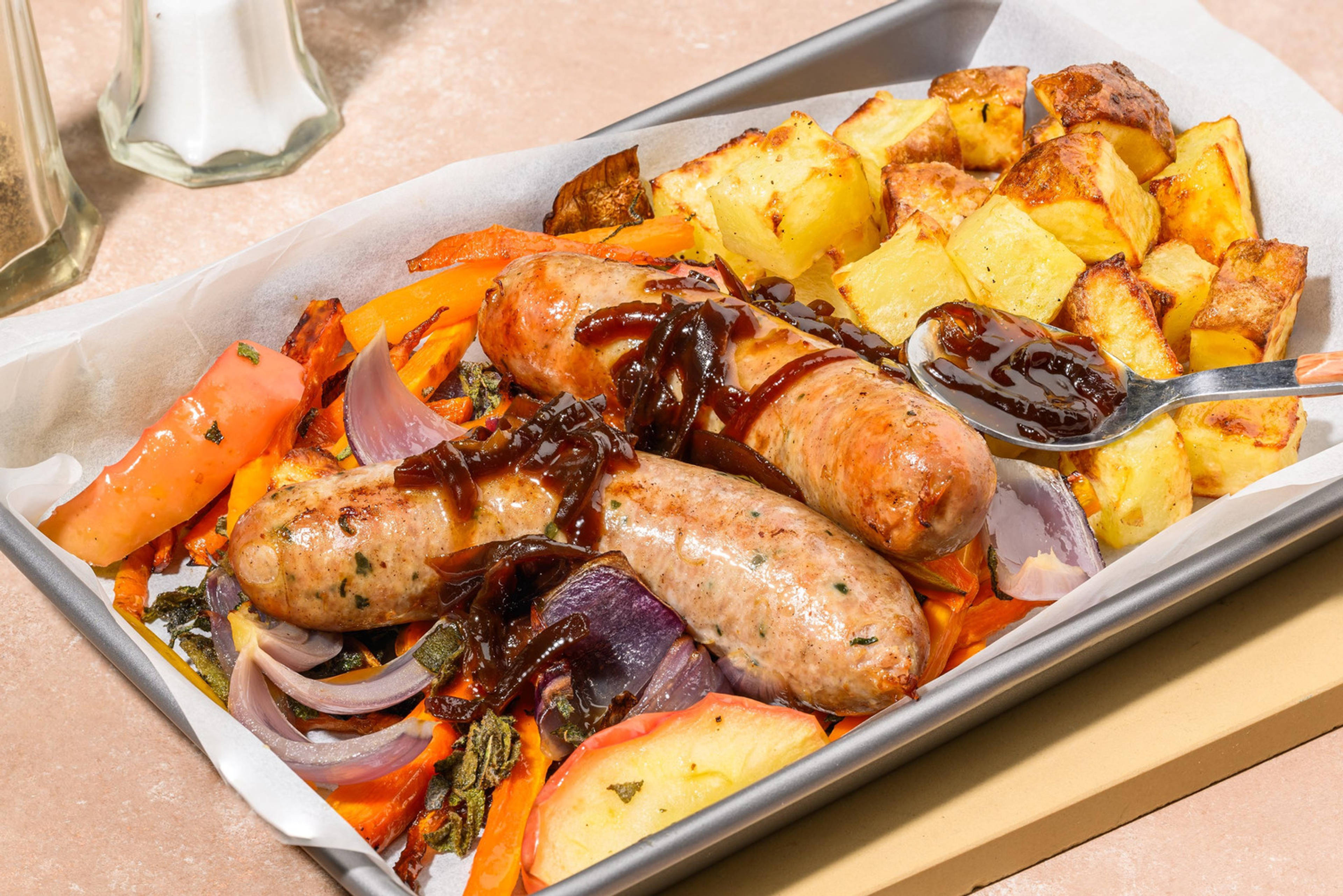 Honey Mustard Double Sausage Traybake