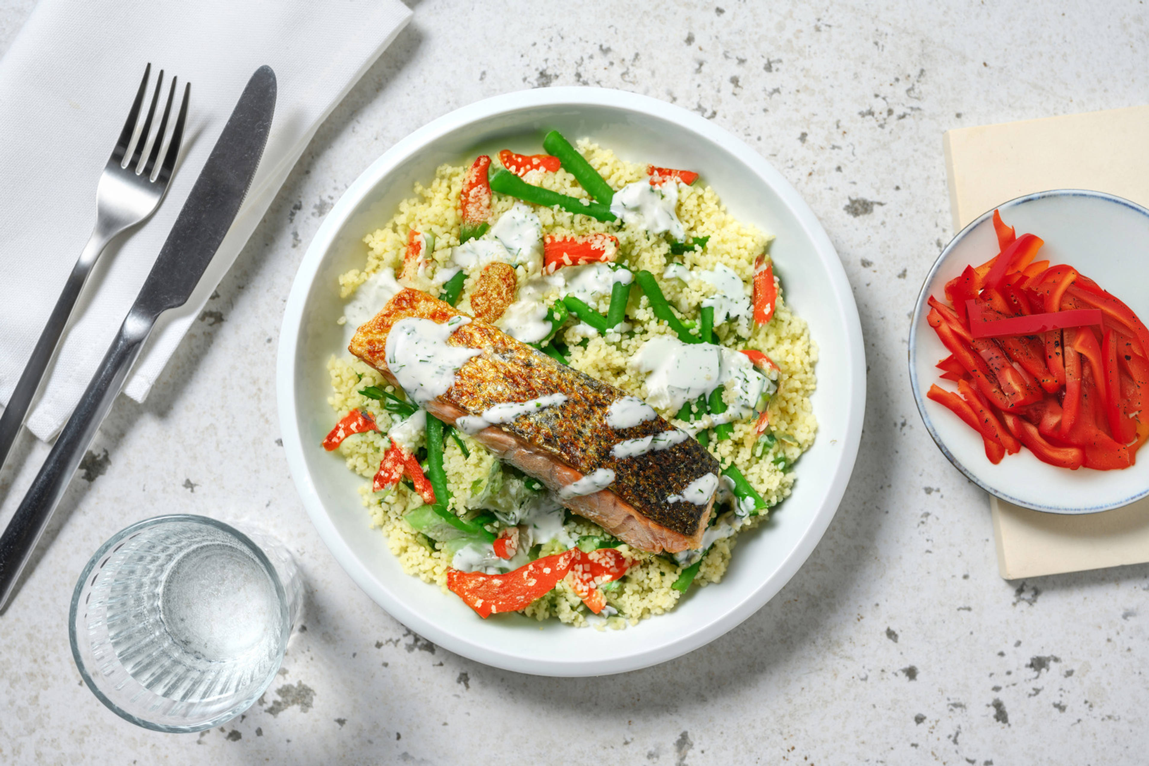 Seared Salmon & Veggie Couscous Bowl