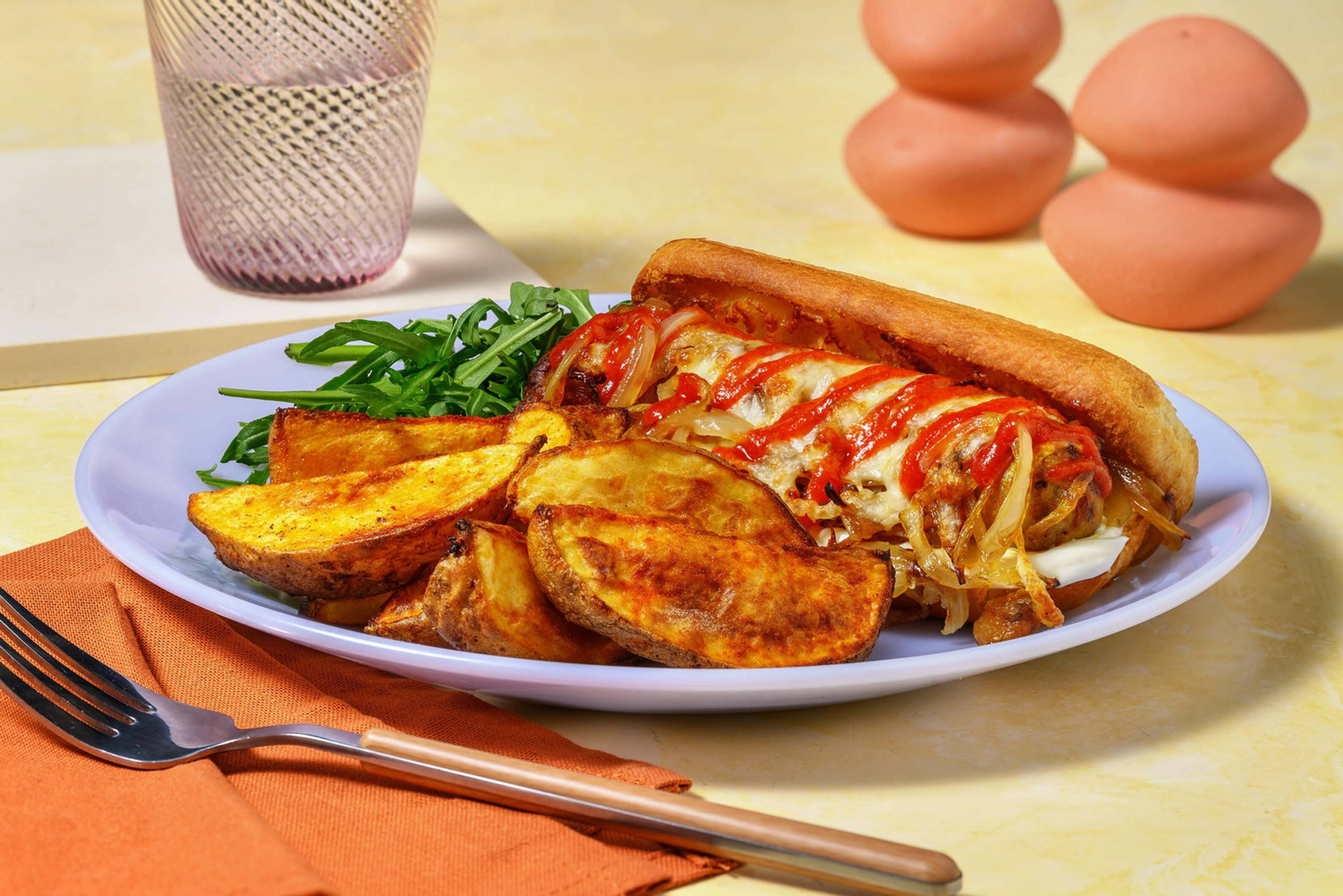 Cheesy Bacon Loaded Sausages in Buns
