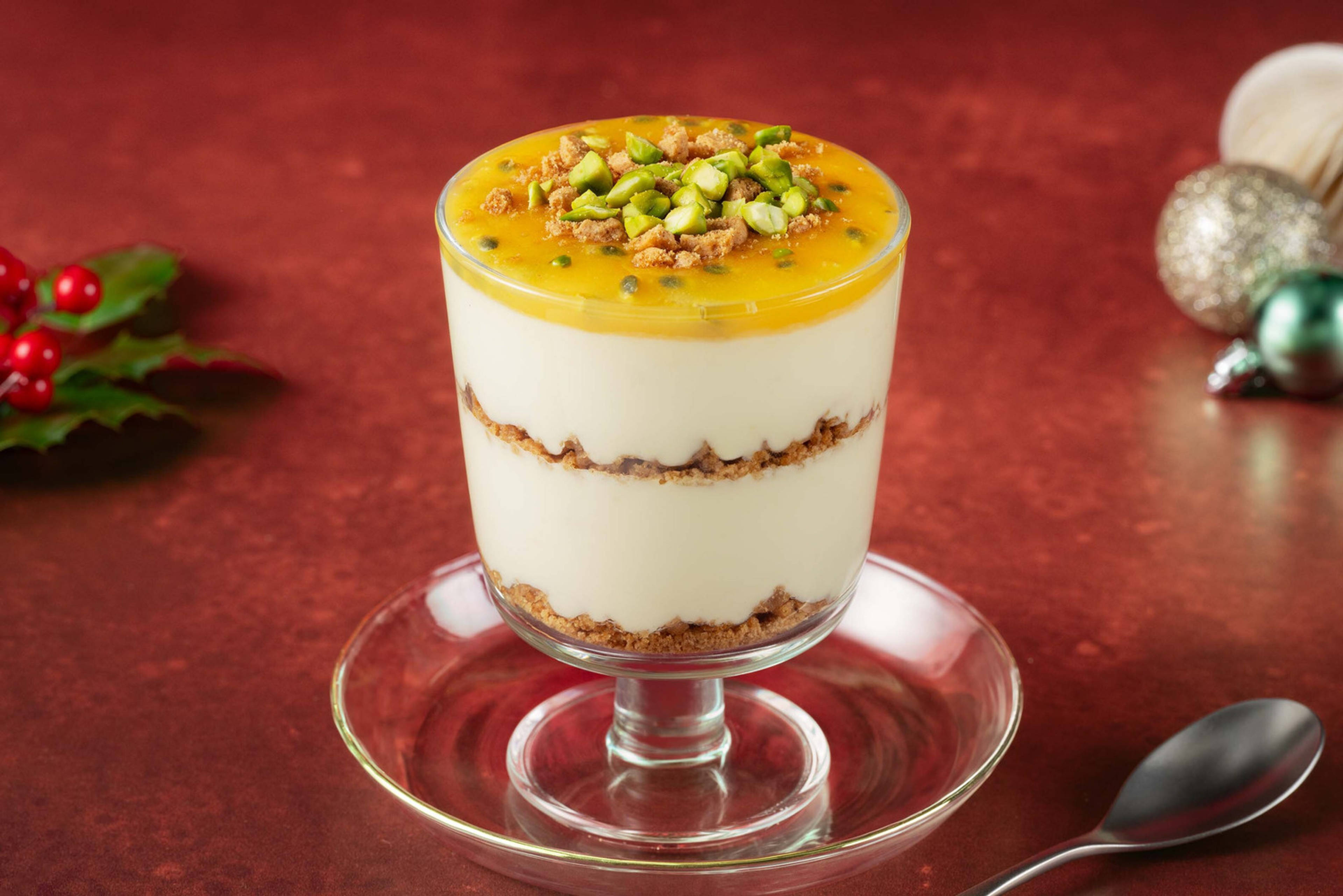 Creamy Cheesecake with Passion Fruit Sauce