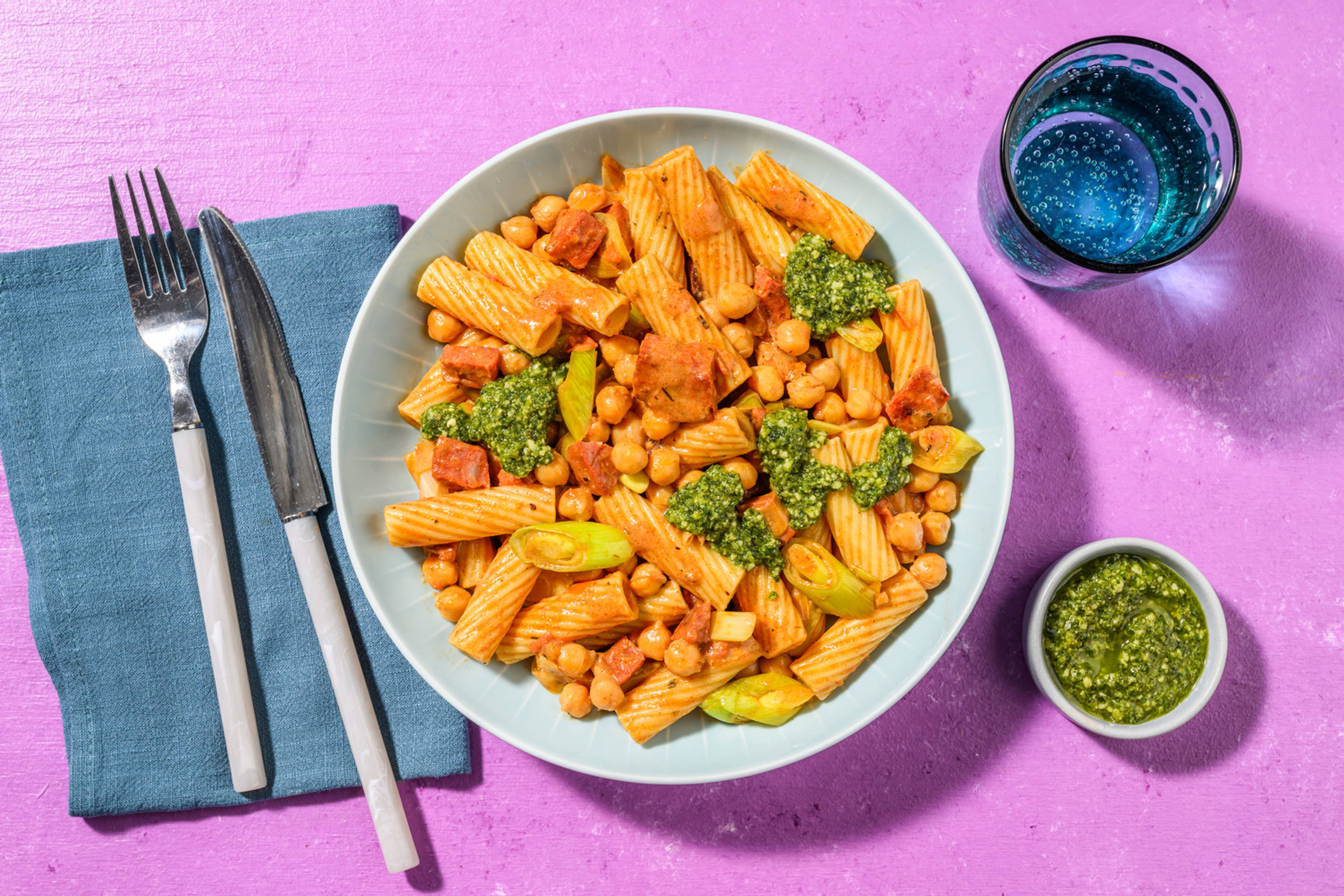 Cajun Chorizo and Chickpea Pasta