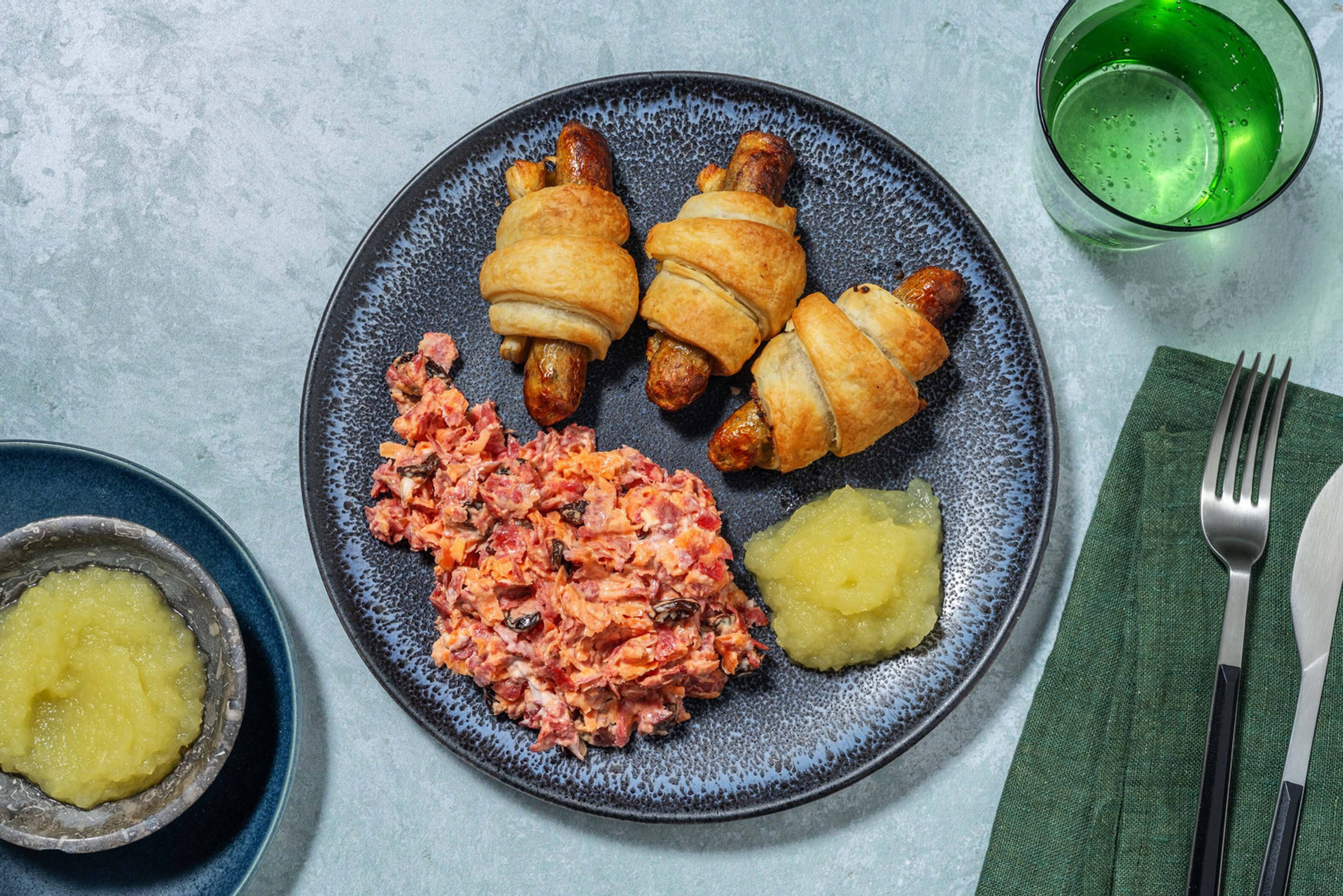 Mini-pains saucisses végétariens au cheddar