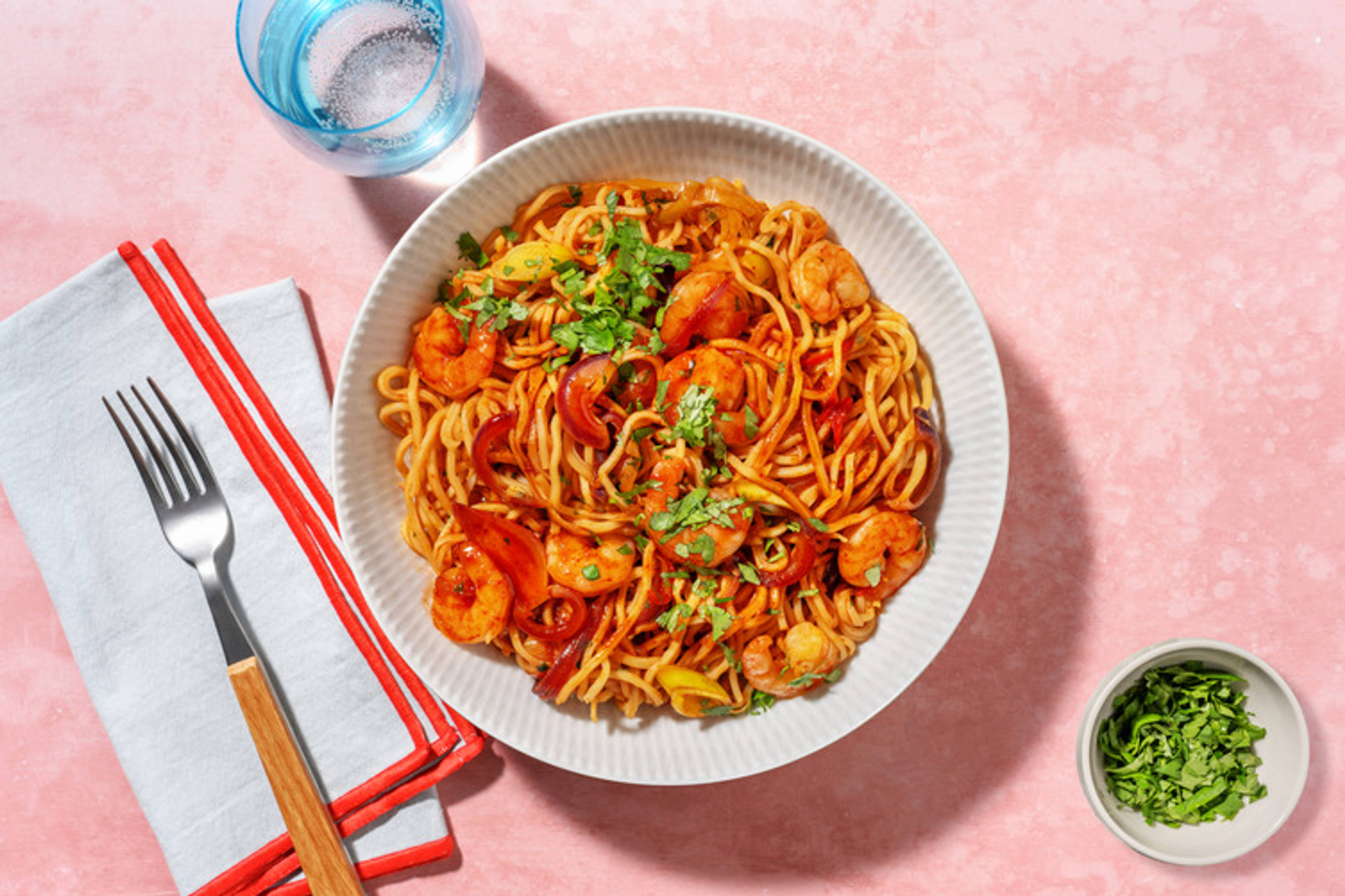 Chow mein : nouilles sautées aux crevettes