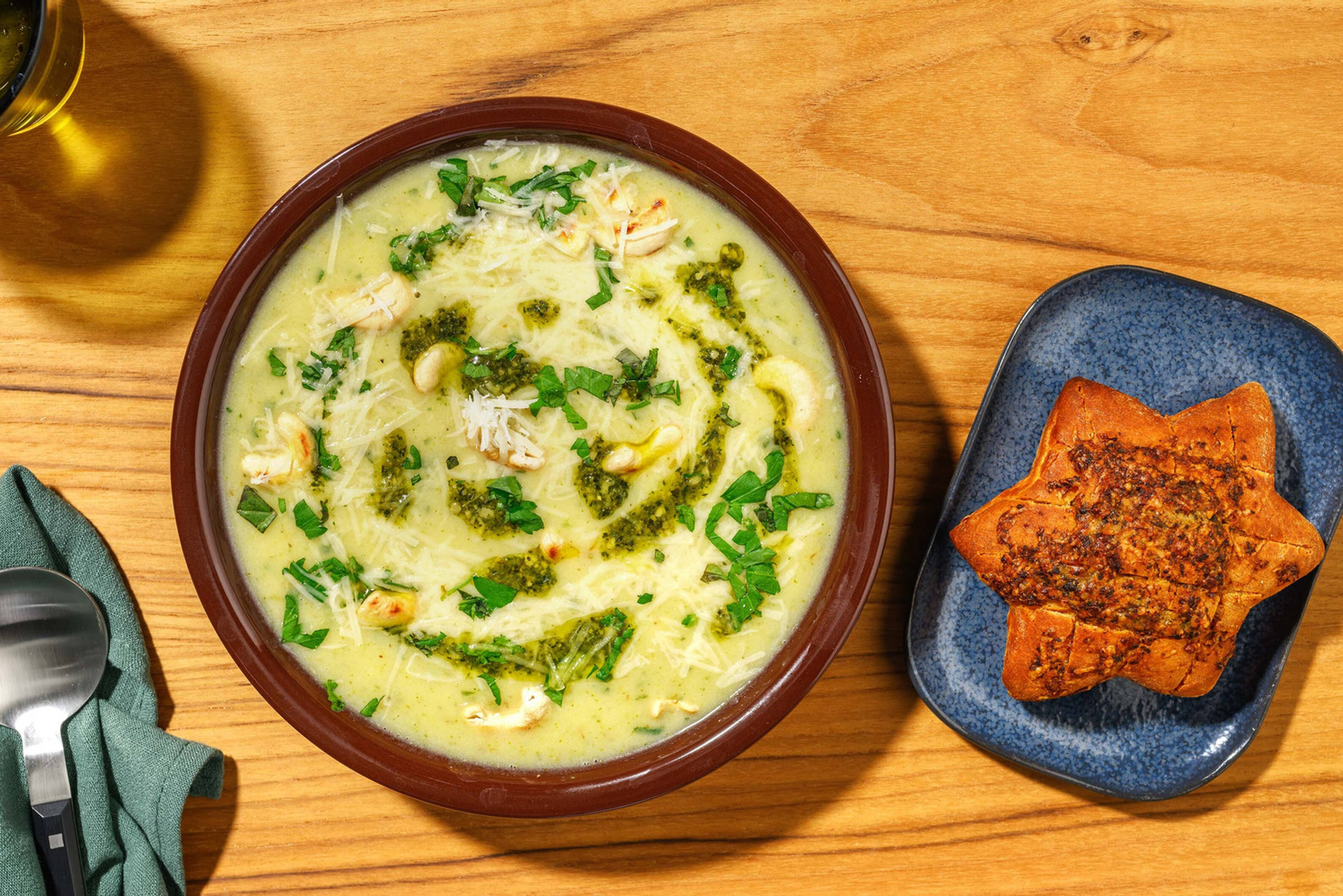 Broccoli Soup with Cheese & Fresh Herbs