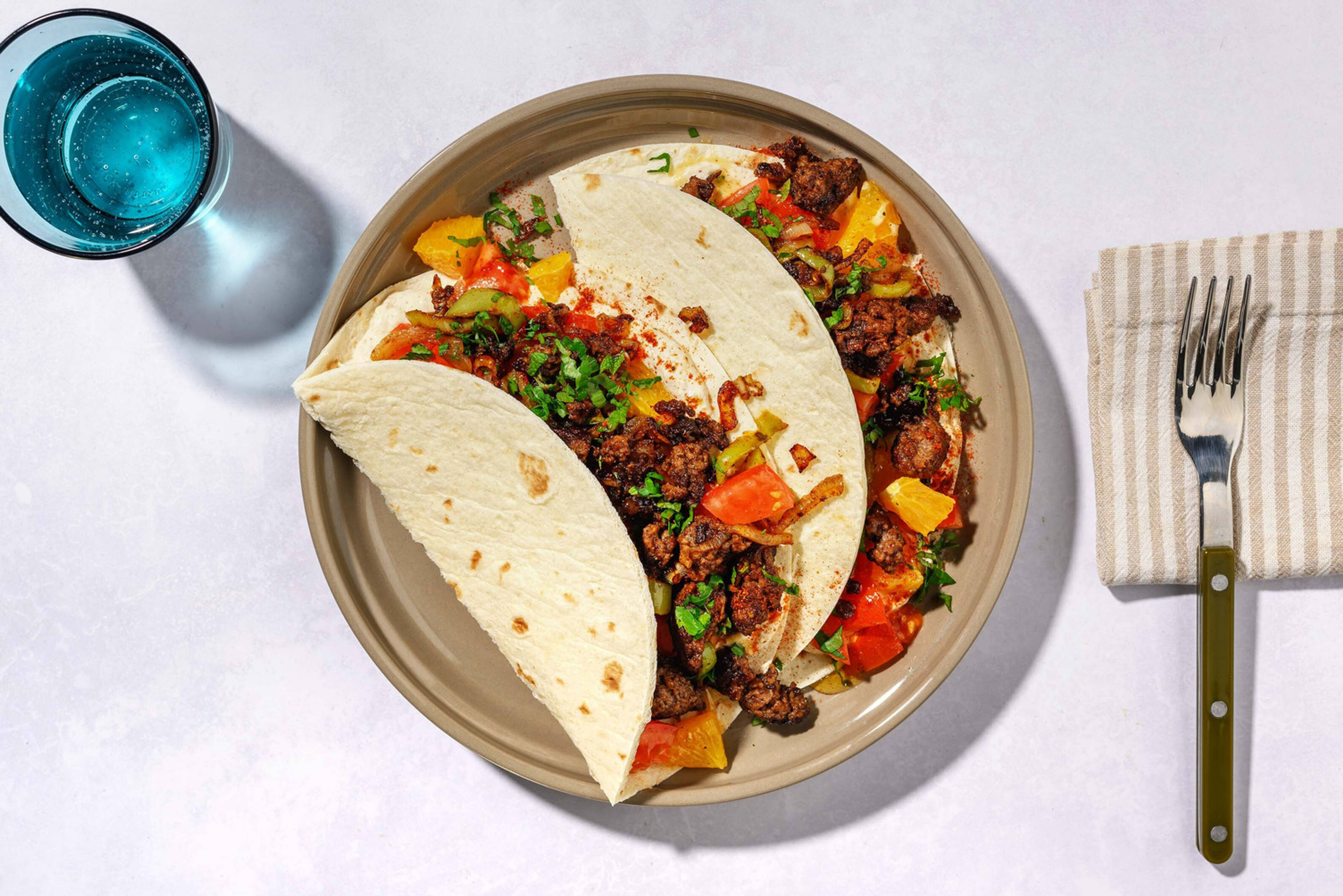 Beef-Pork Za'atar Wraps with Fresh Herbs