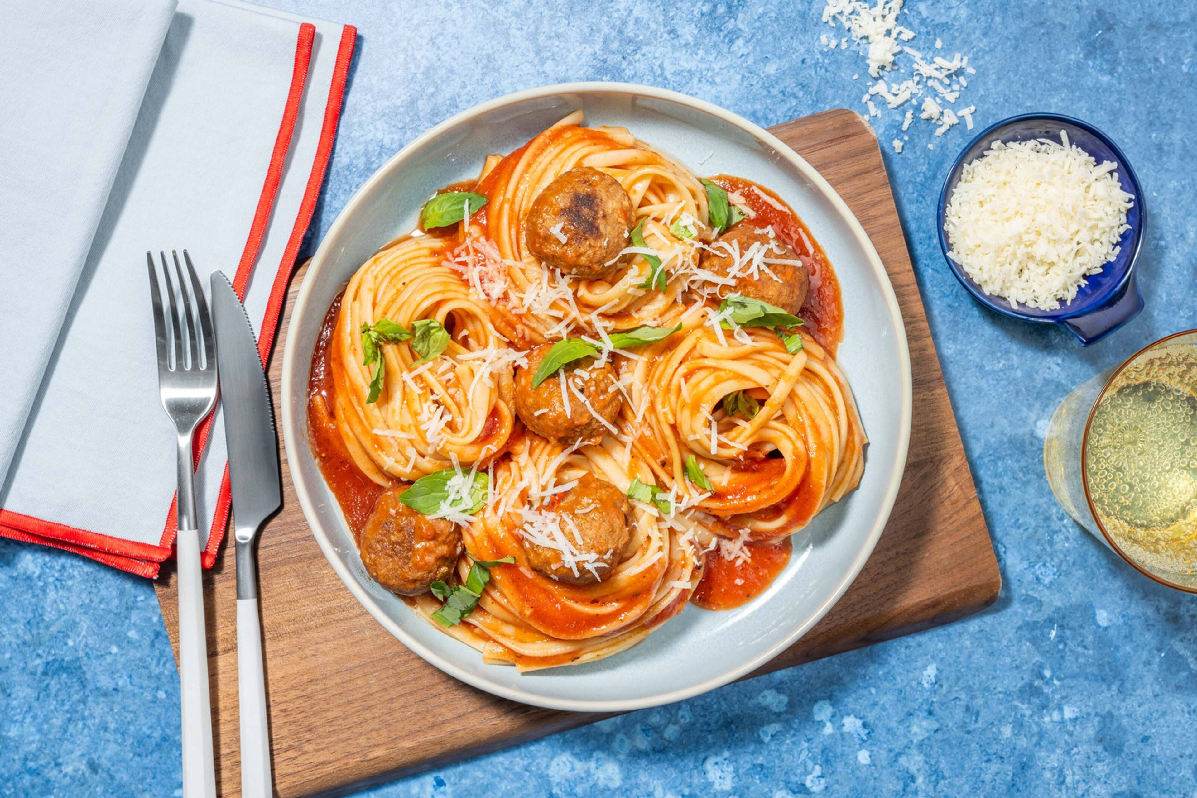 Linguine aux boulettes végé