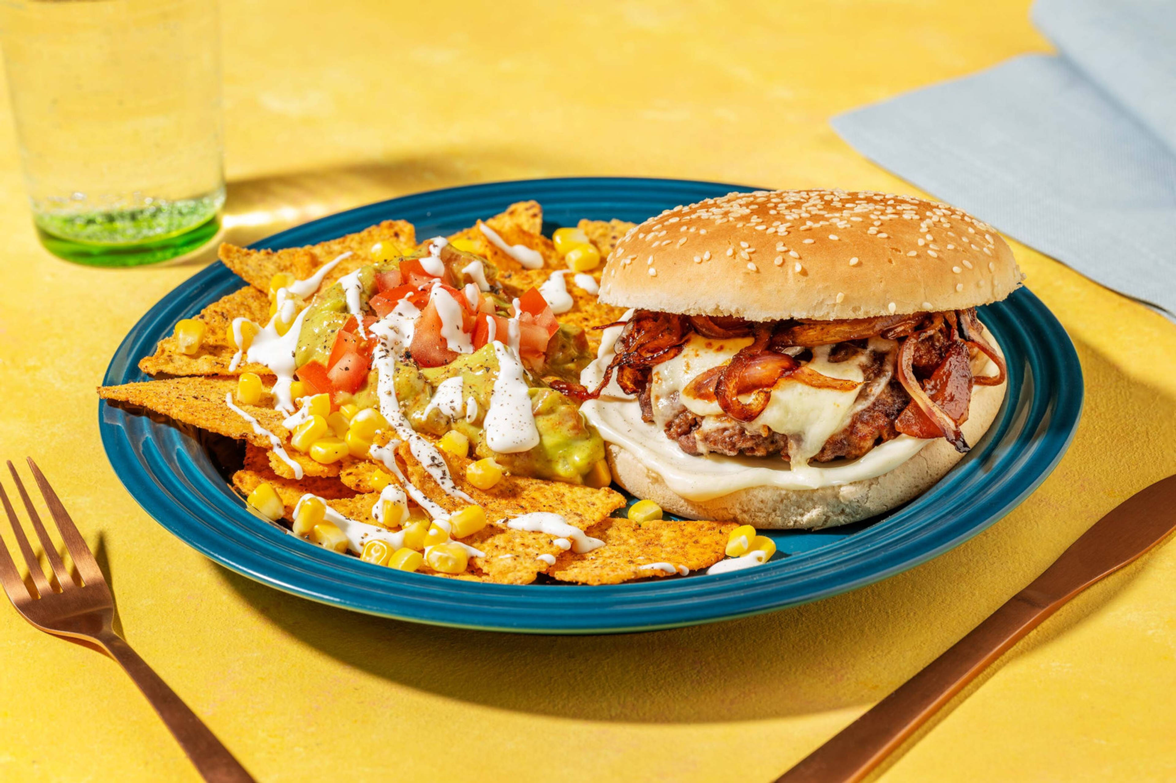 Cheeseburger with Loaded Tortilla Chips