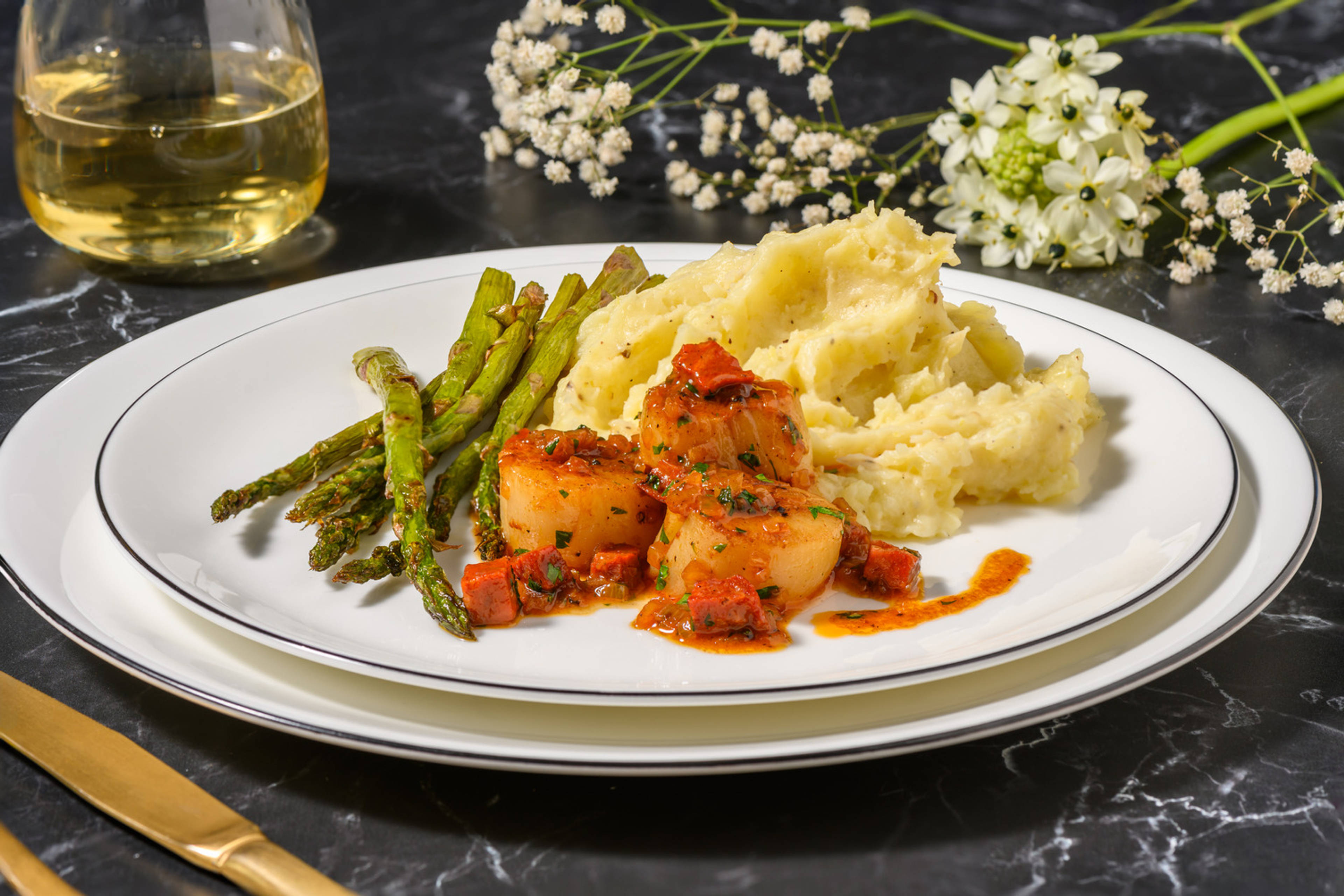 Pan-Fried Scallops in Chorizo Butter Sauce