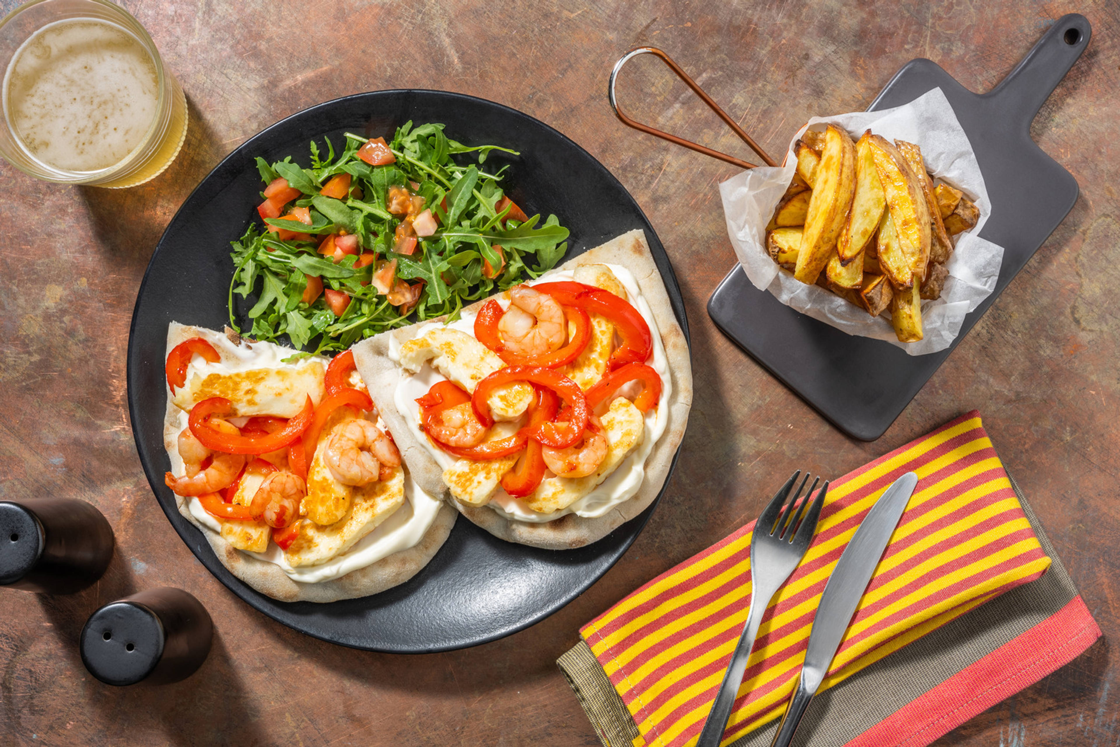 Sweet Chilli King Prawn & Halloumi Loaded Flatbreads