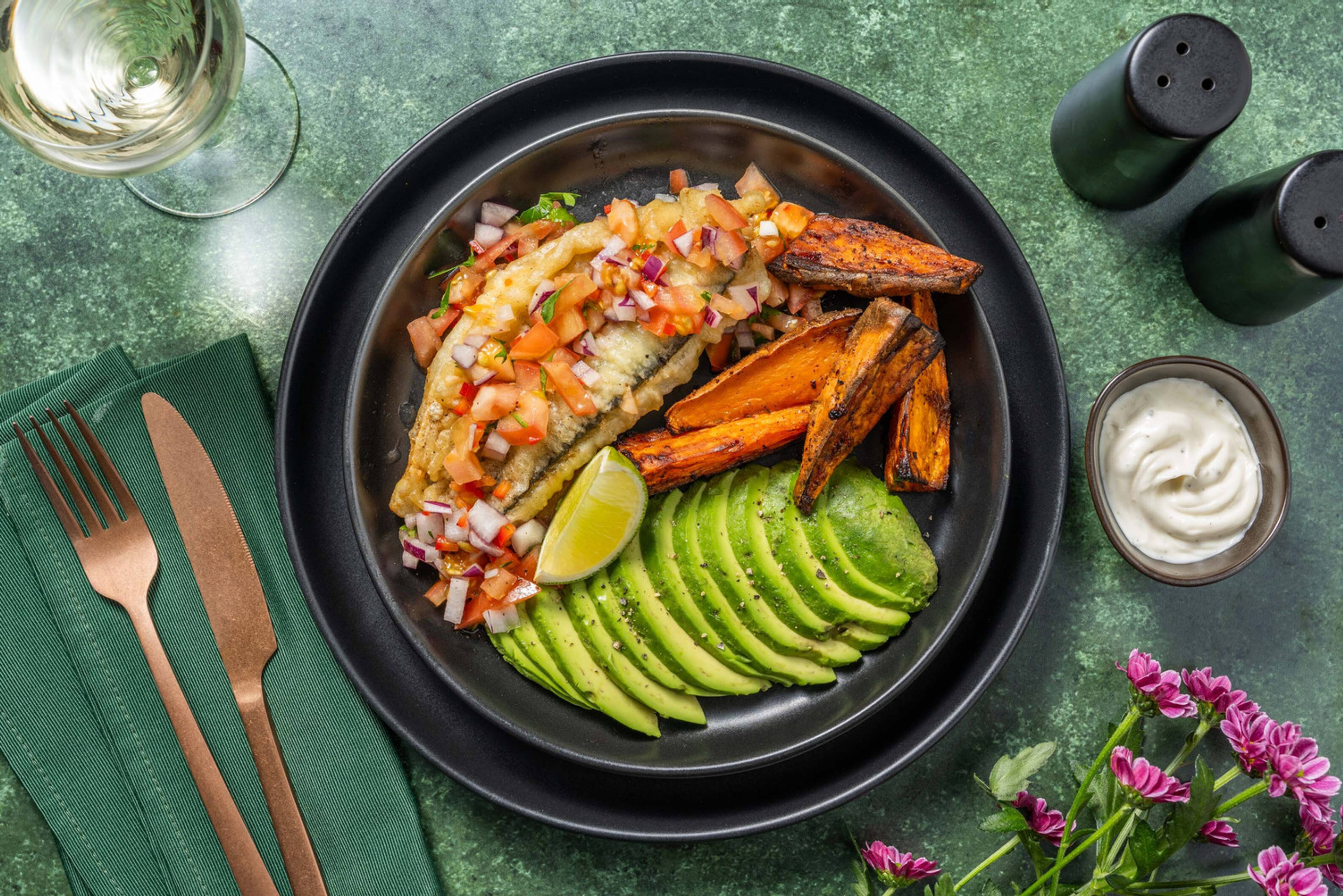 Filet de bar croustillant à la mexicaine 