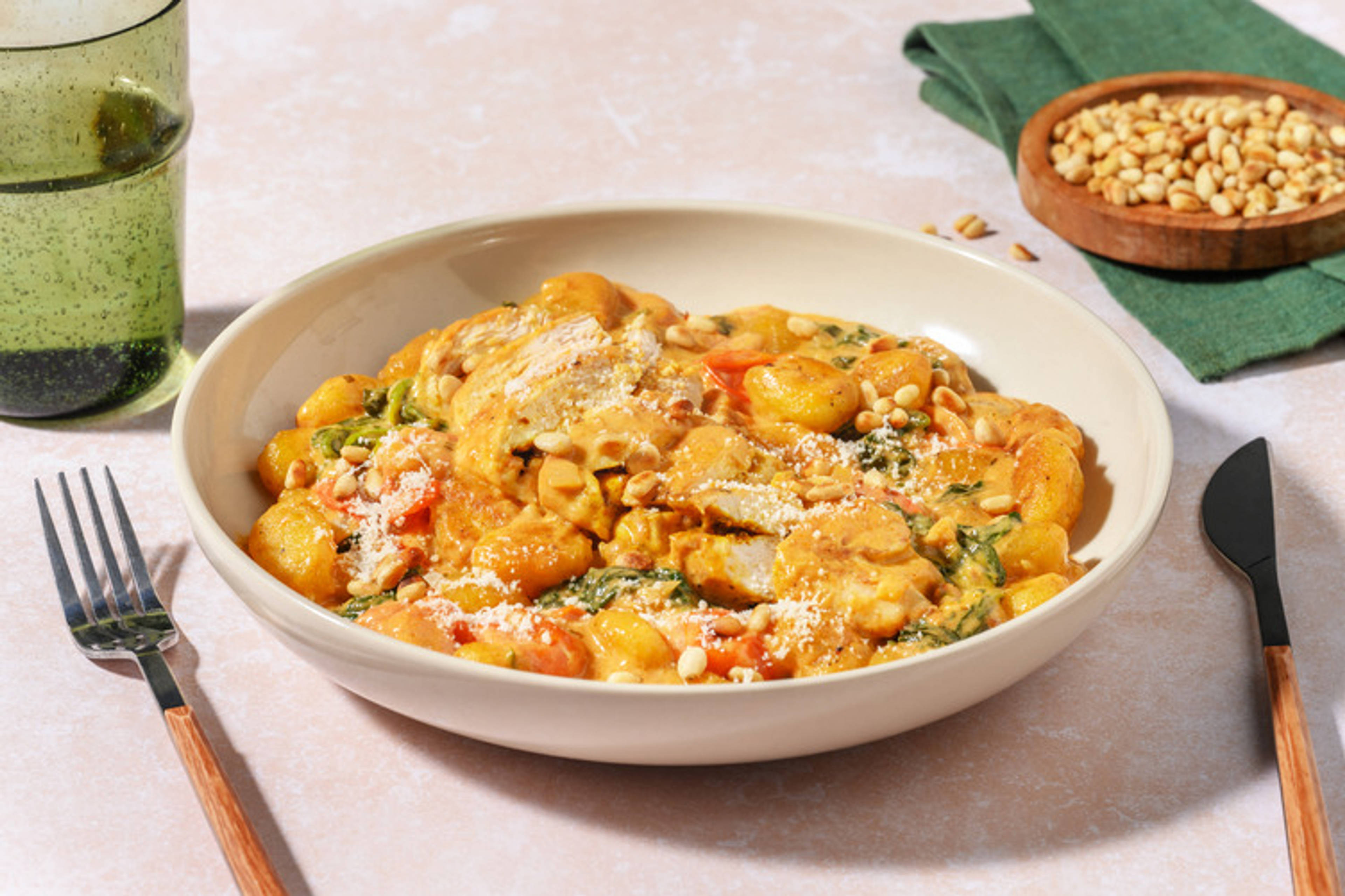 Krämig pannstekt kyckling på gnocchi