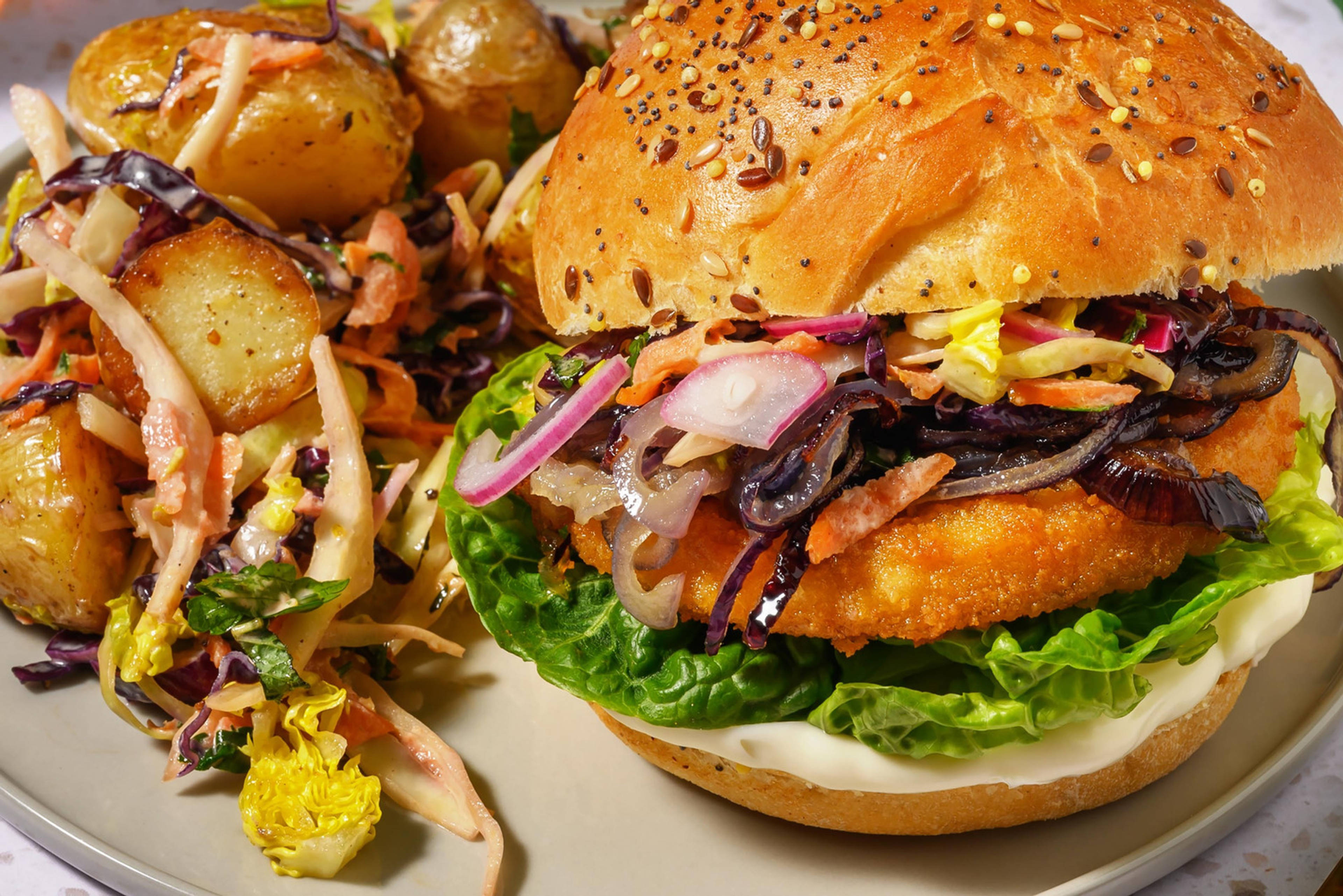 Plantaardige visburger op z'n Thais
