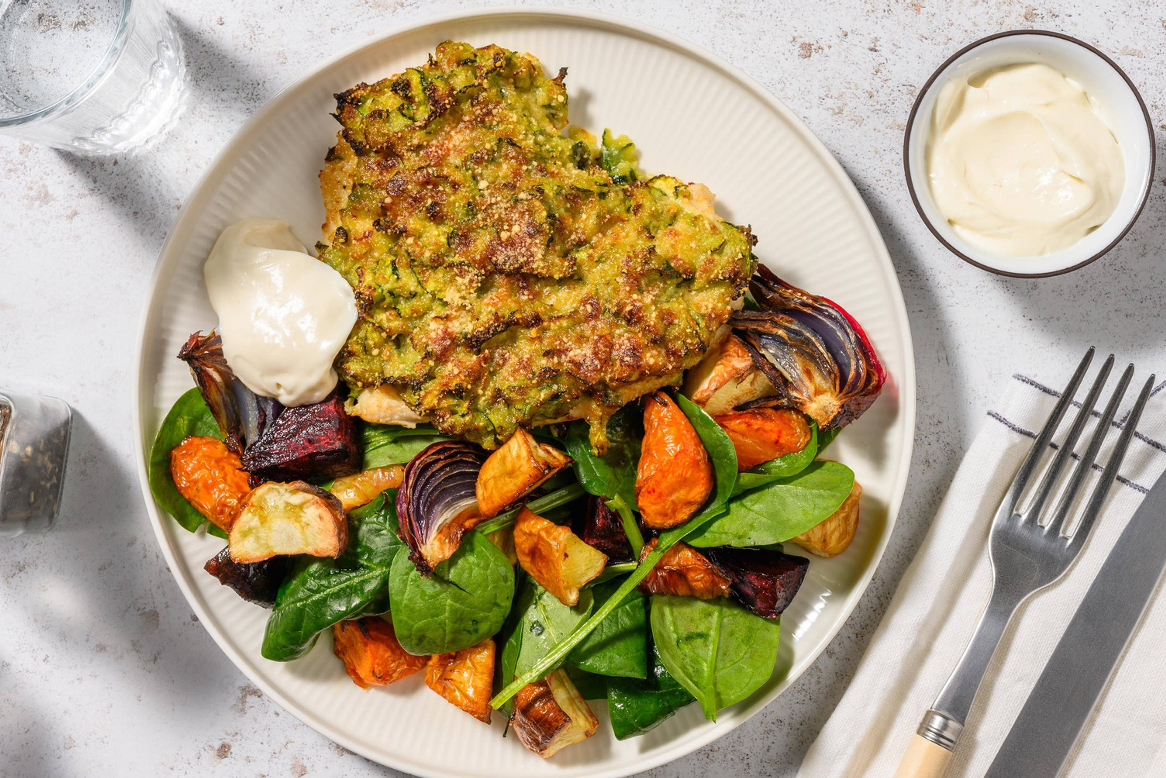 Zucchinifyldt kyllingebryst