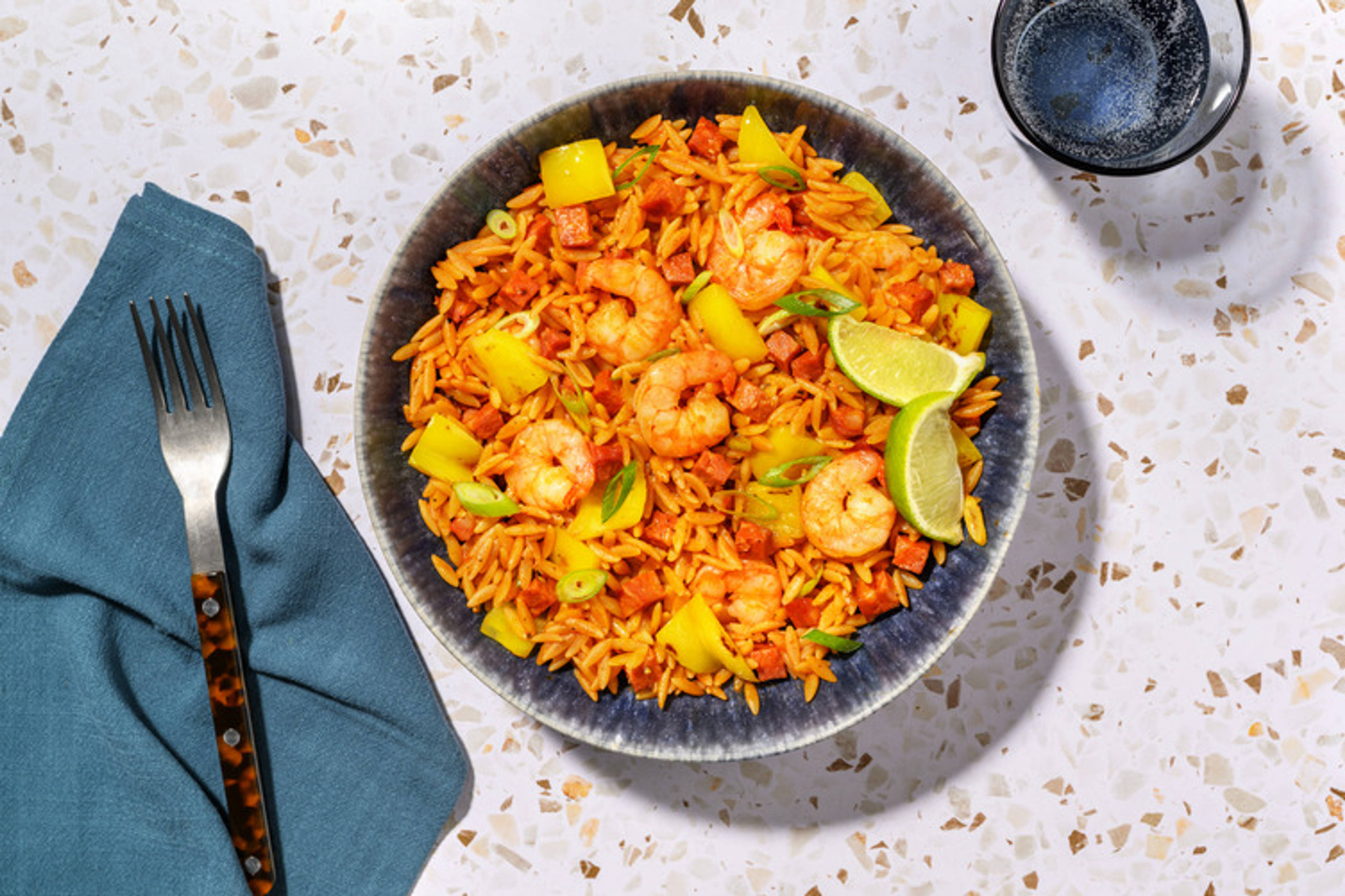 Paella-style Prawn and Chorizo Orzo