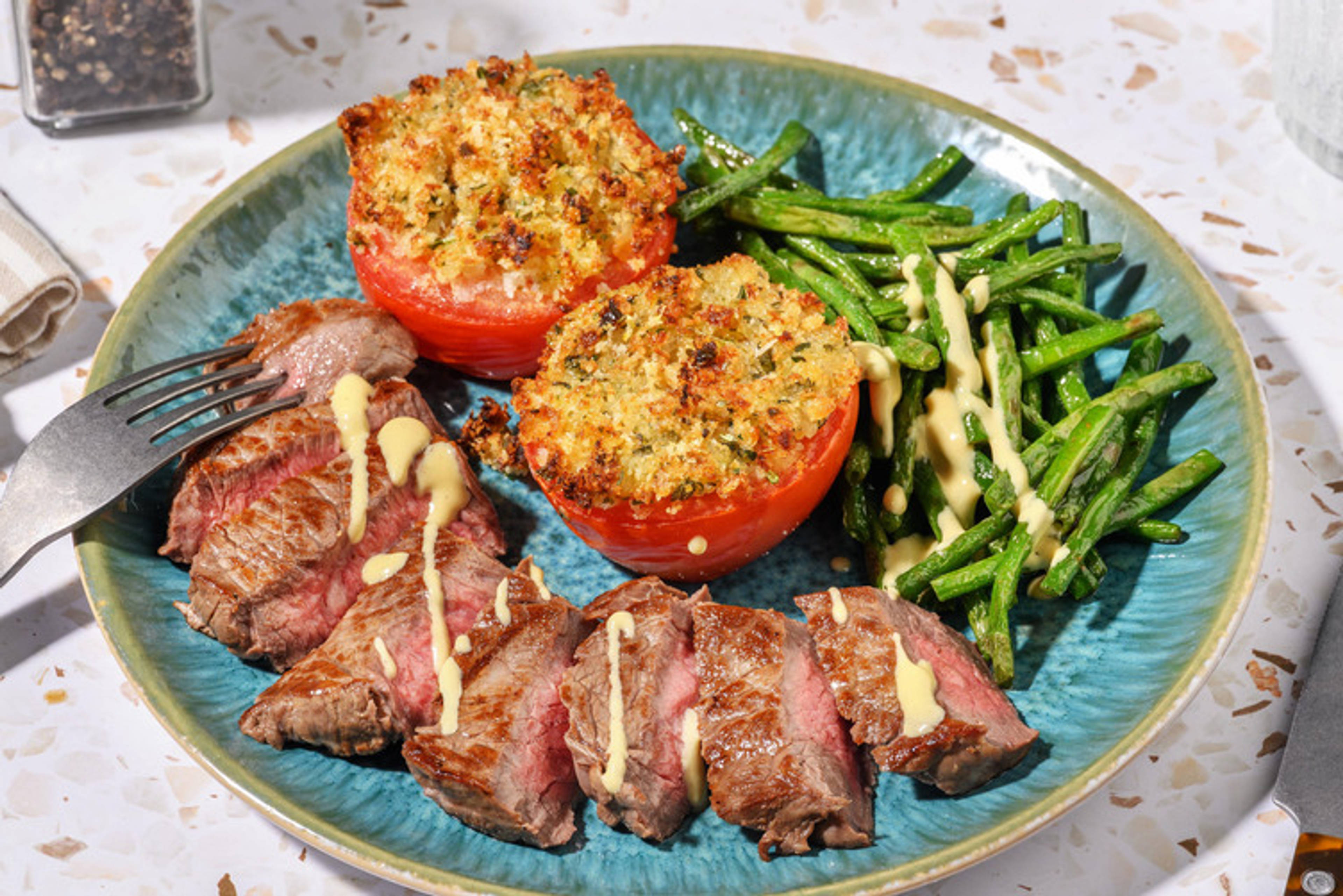Scamone e fagiolini in salsa di senape