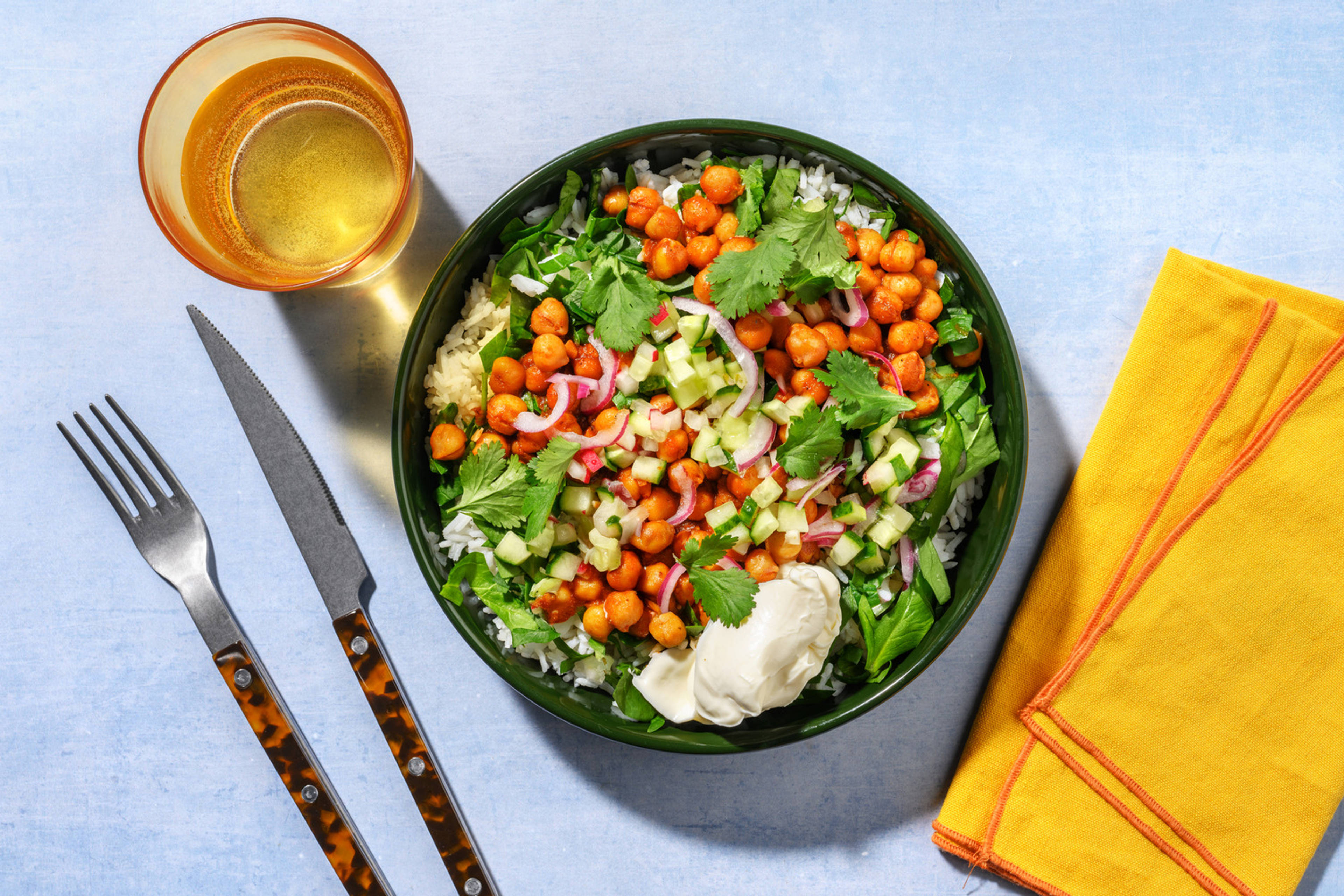 Mexican Smashed Chickpeas & Garlic Rice
