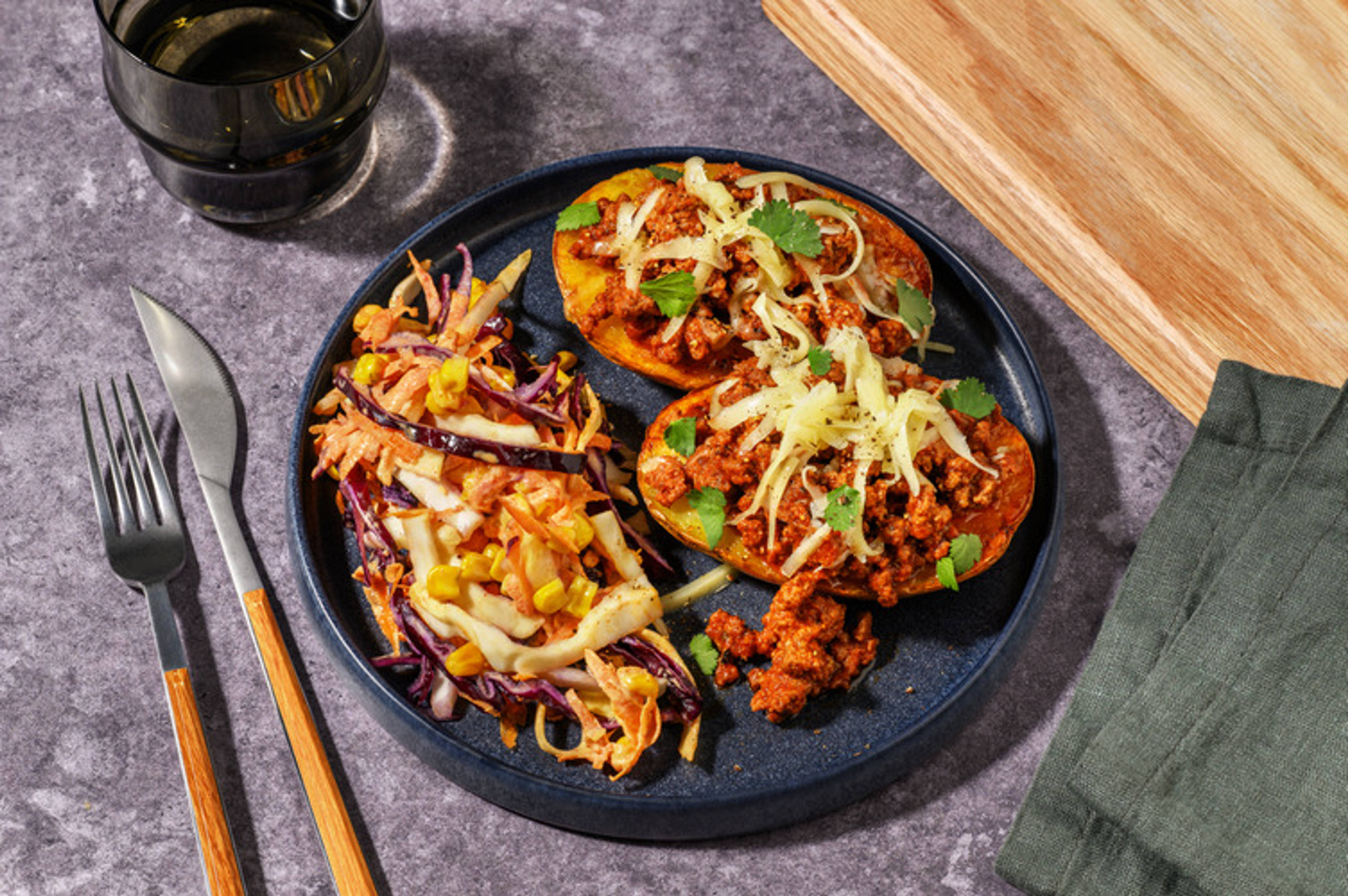 Caribbean Beef & Pork Chilli Jacket Potatoes