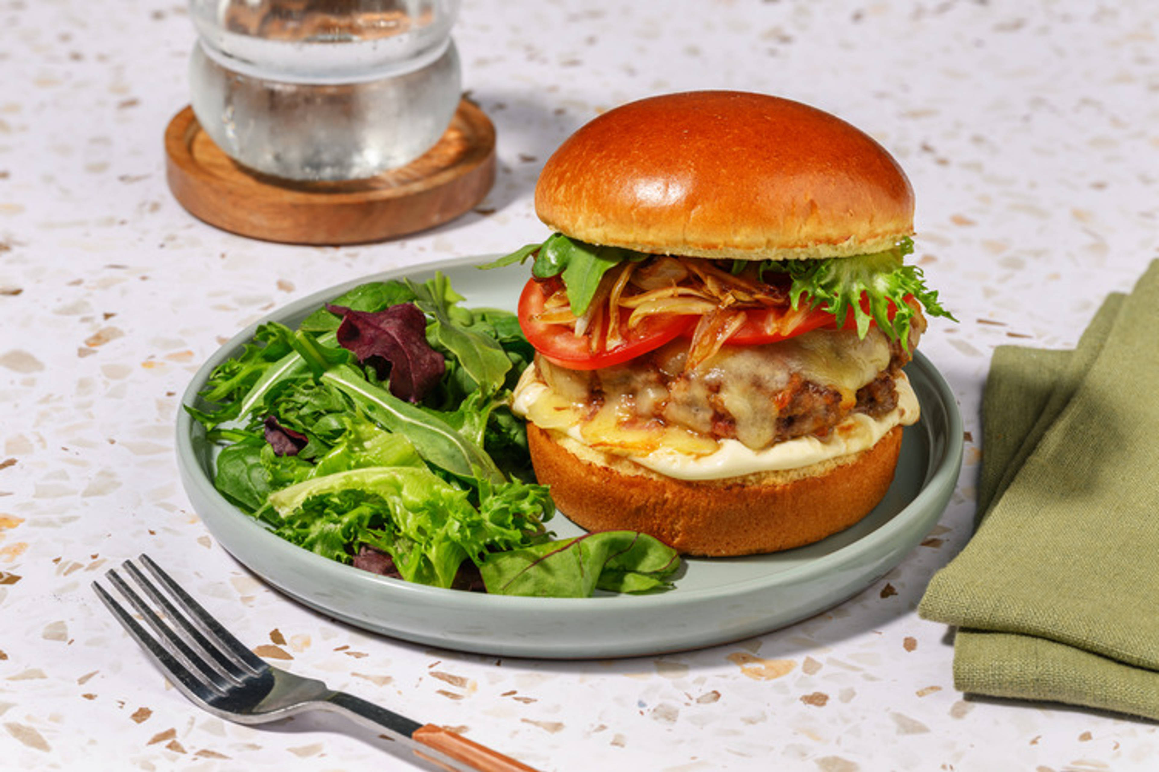 Cheesy Beef & Caramelised Onion Burger