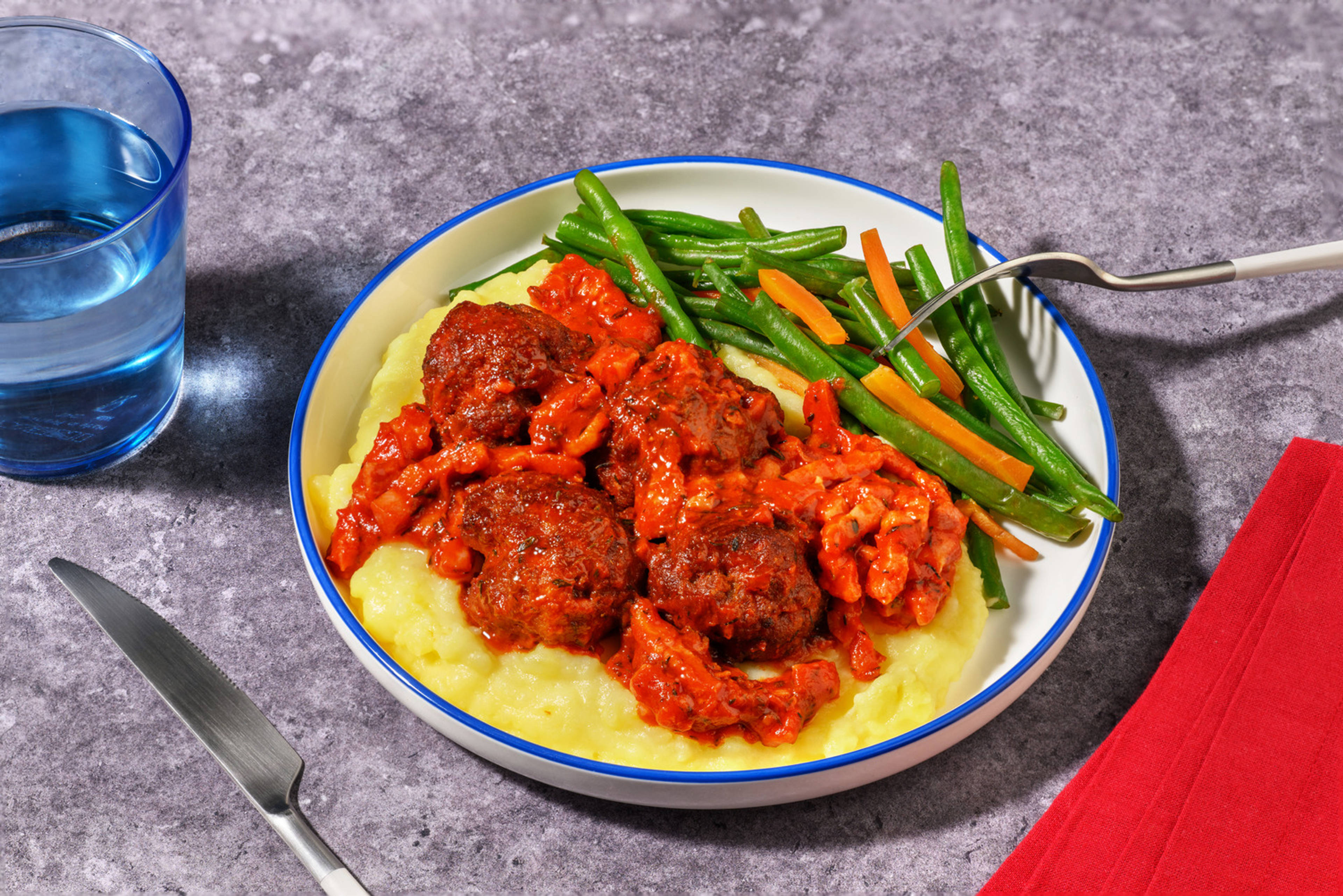 Italian Pork Meatballs & Bacon Sauce