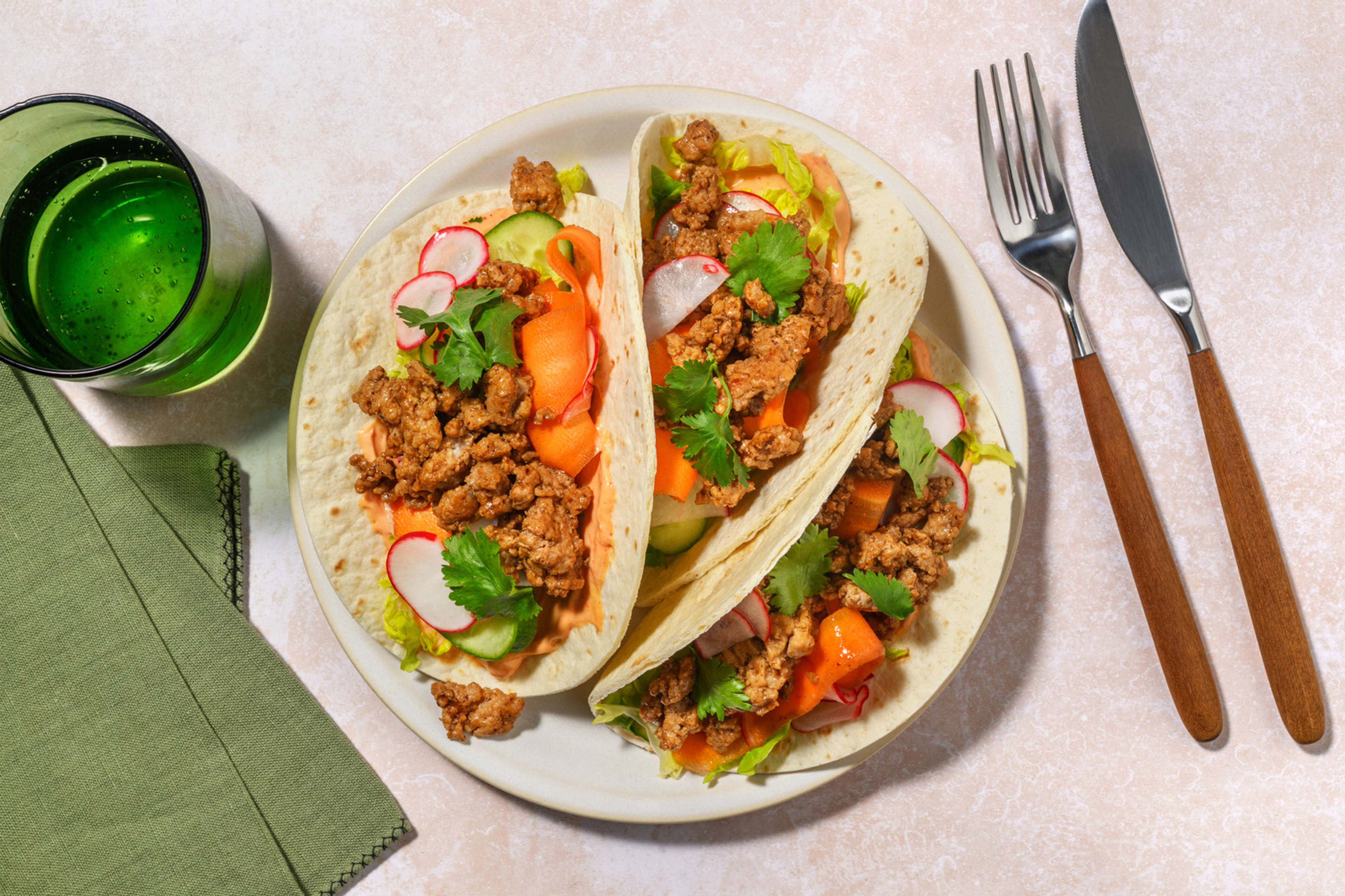 Sticky Asian Pork & Pickled Veg Tacos