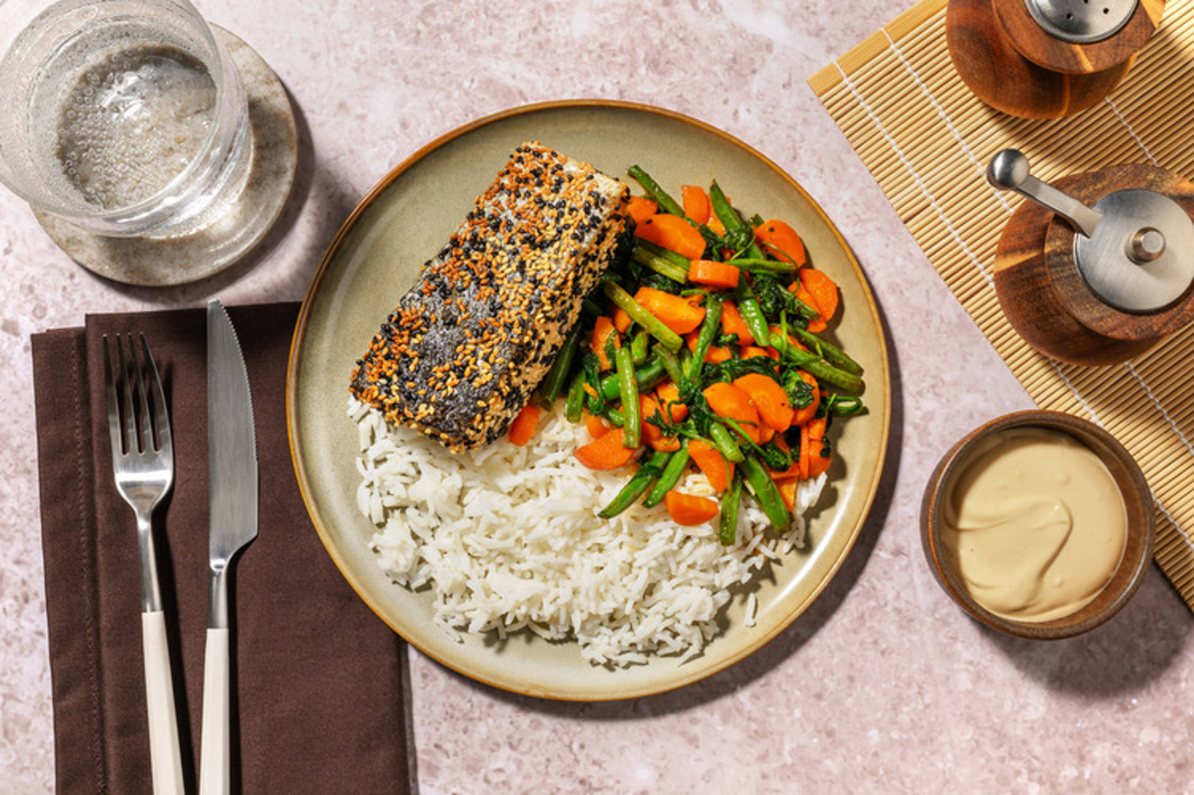 Sesame-Crusted Salmon & Fragrant Rice