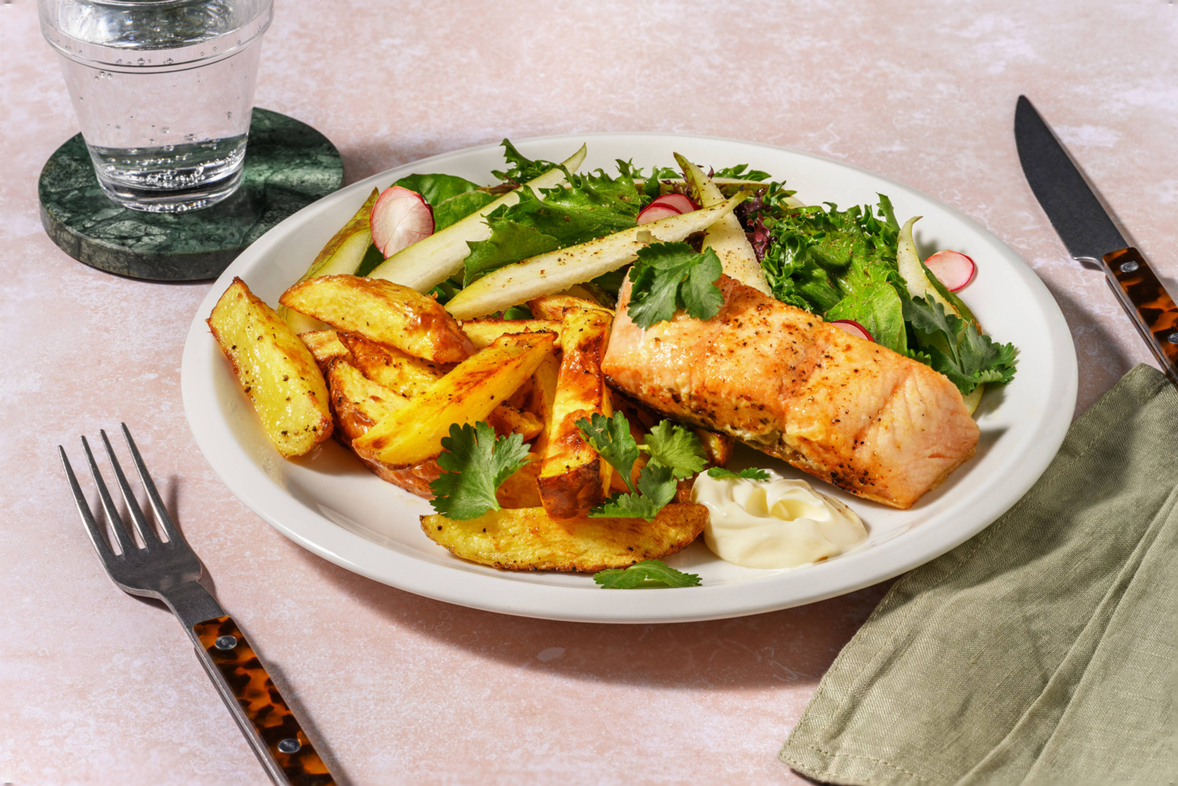 Mild Sambal-Spiced Salmon & Fries