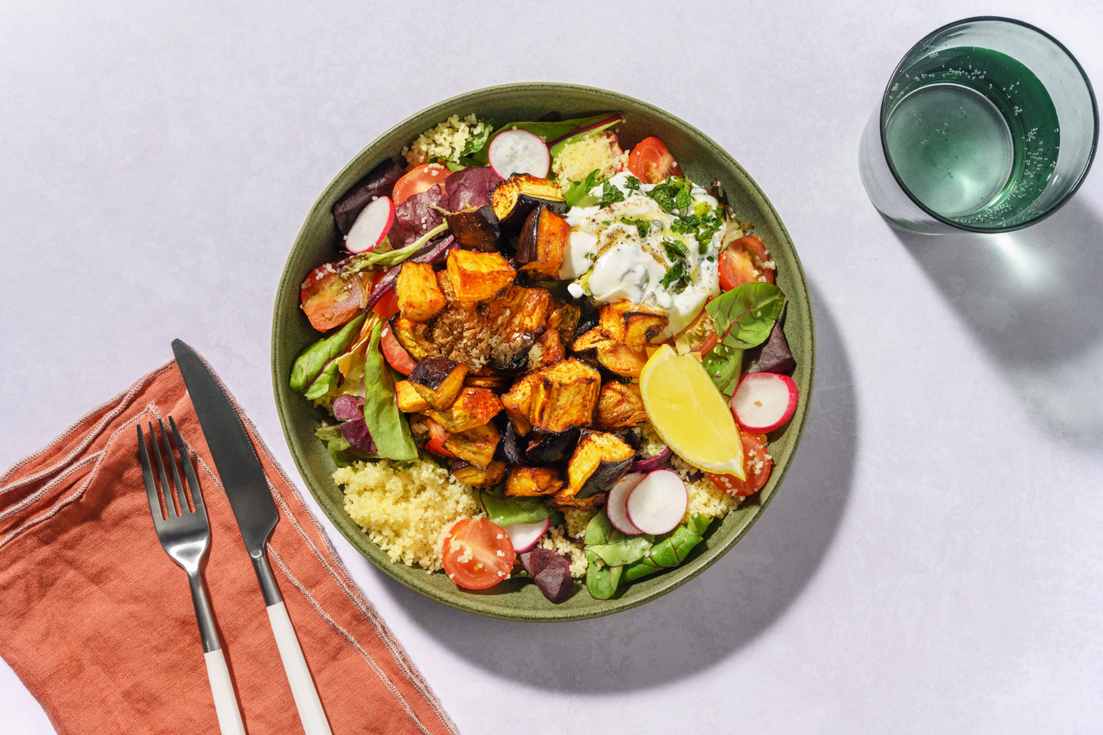 Smokey Eggplant & Veggie-Loaded Couscous 