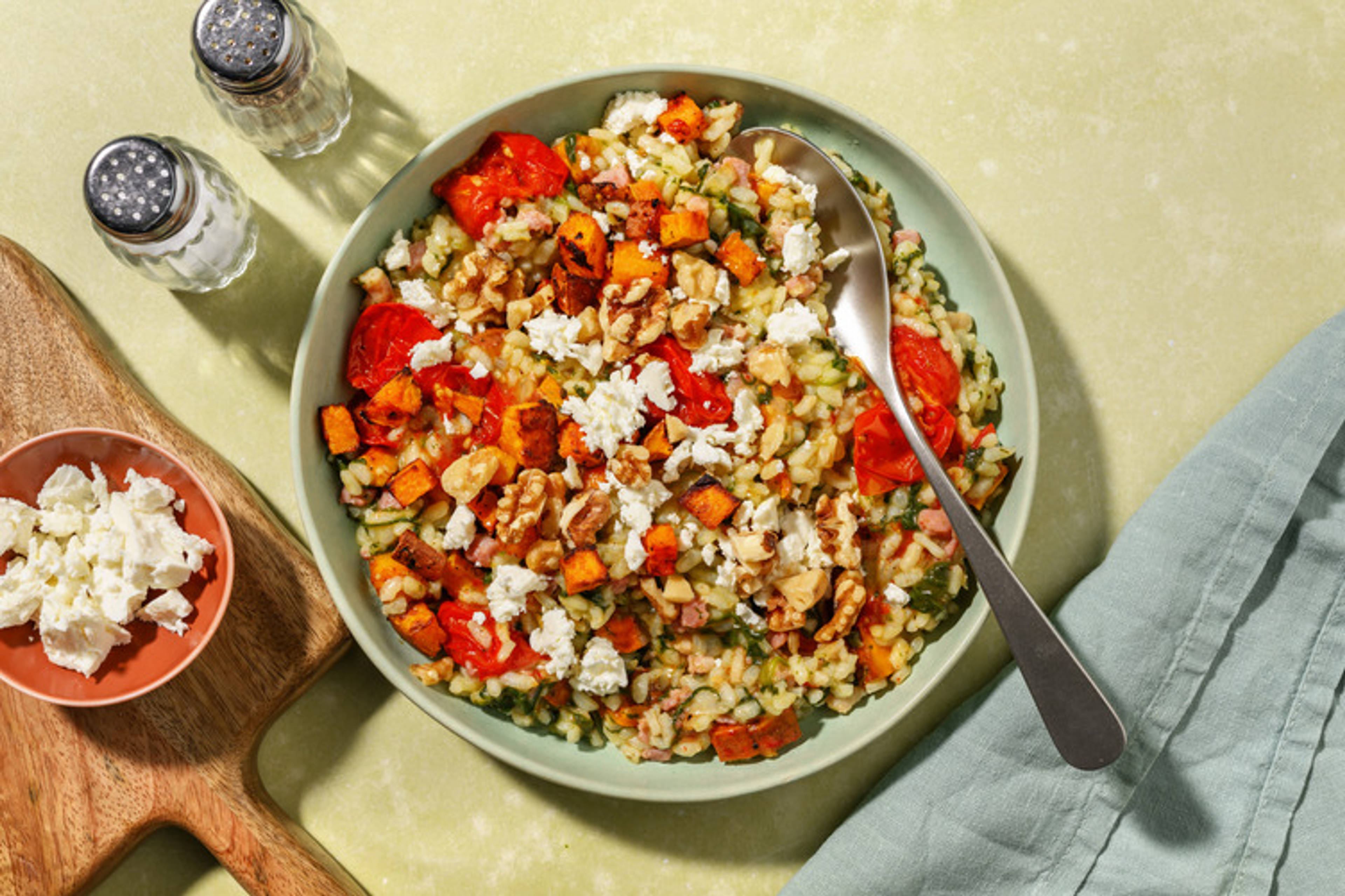 Garlicky Bacon & Sweet Potato Baked Risotto