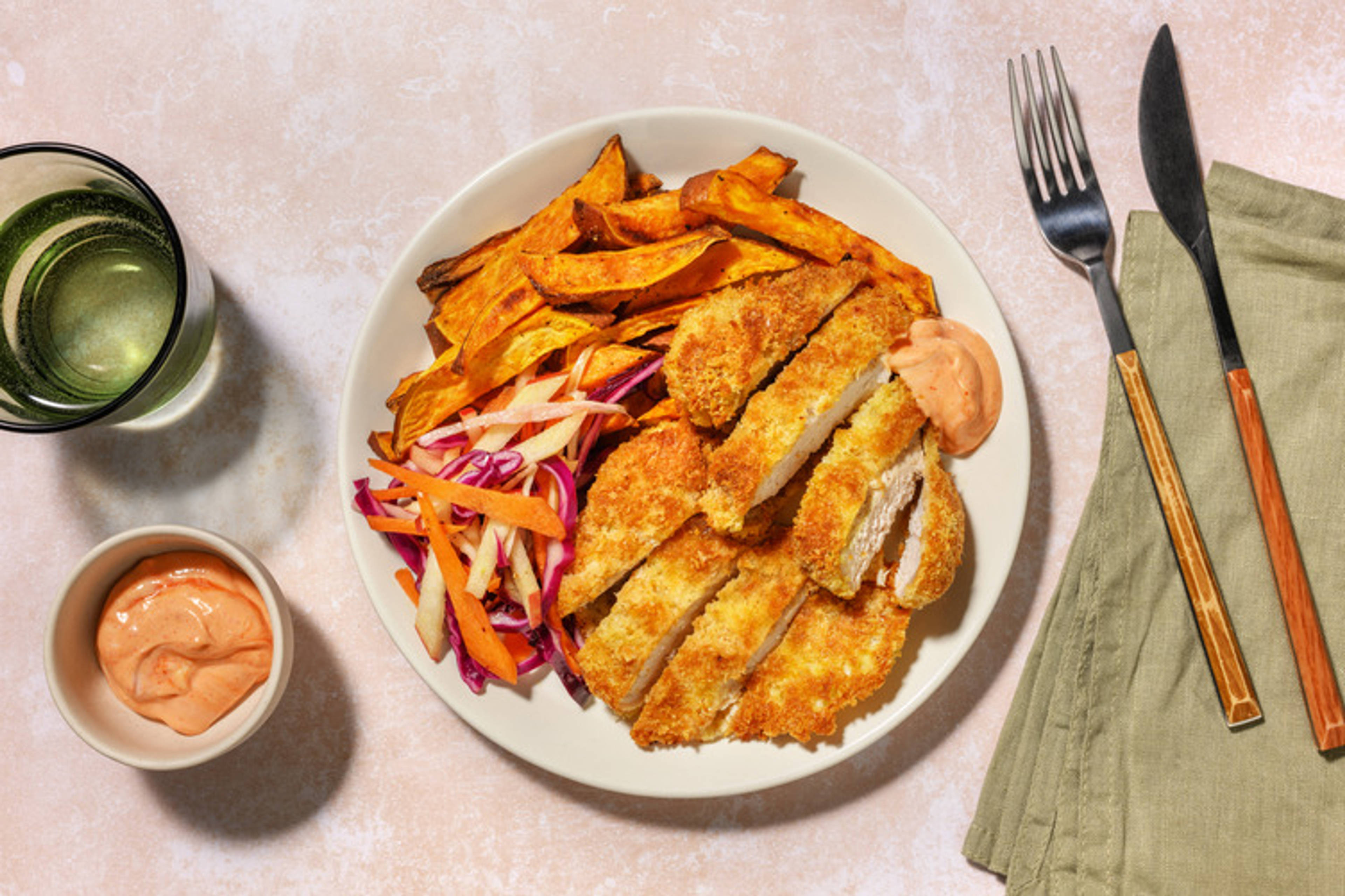 BBQ Pork Schnitzel & Apple Slaw