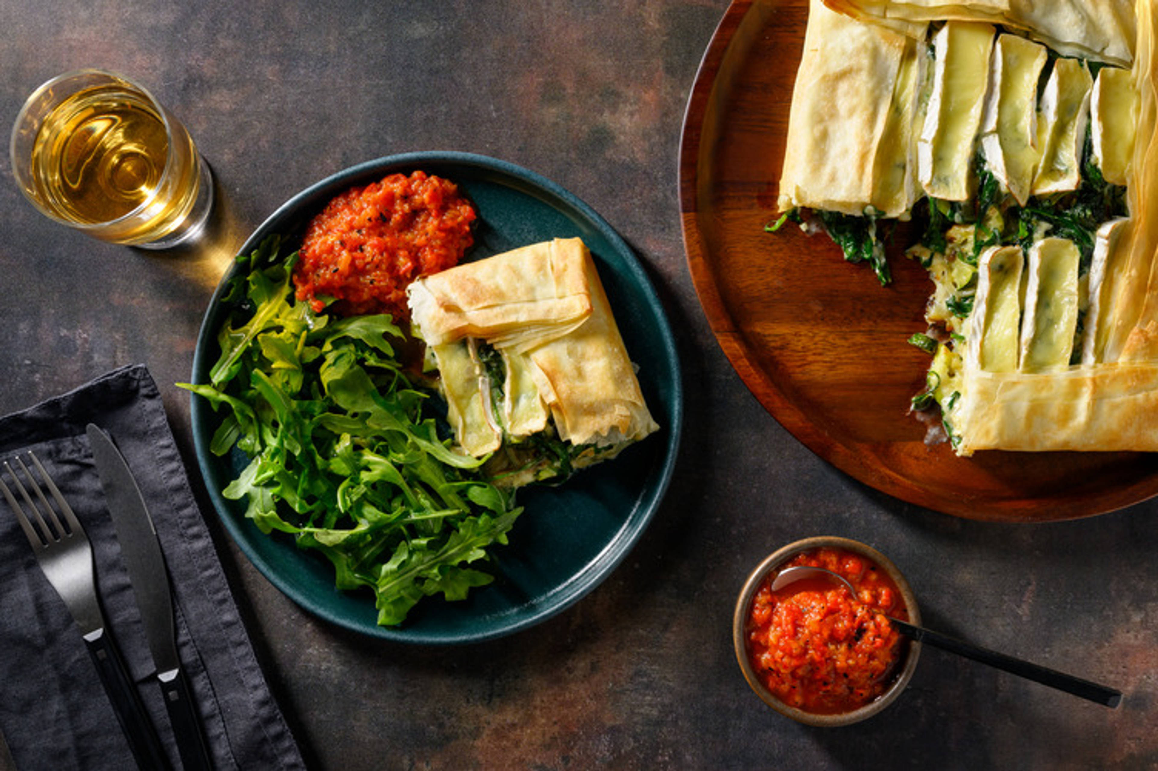 Baked Brie & Veggie-Loaded Filo Galette