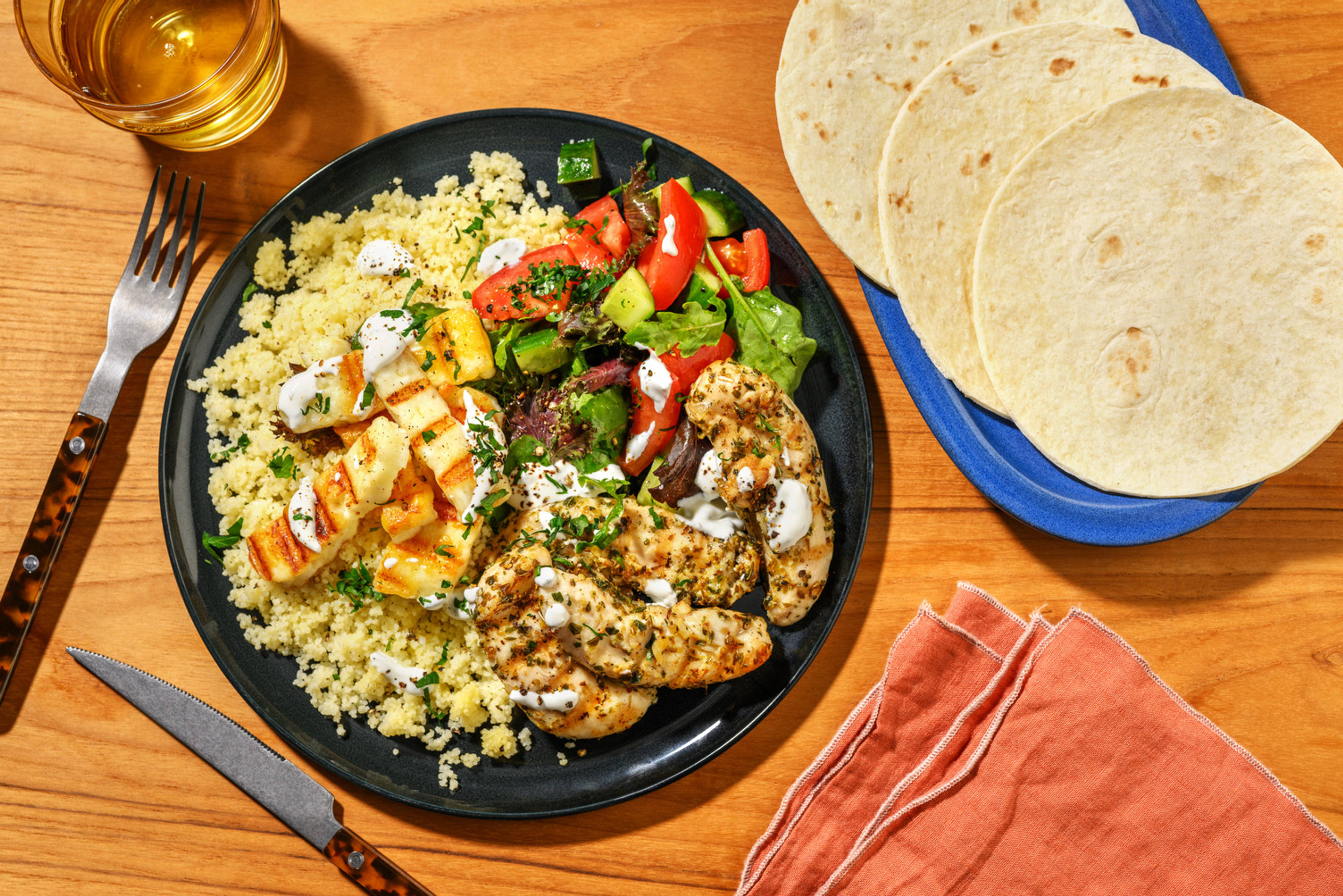 Greek-Style Chargrilled Chicken & Haloumi